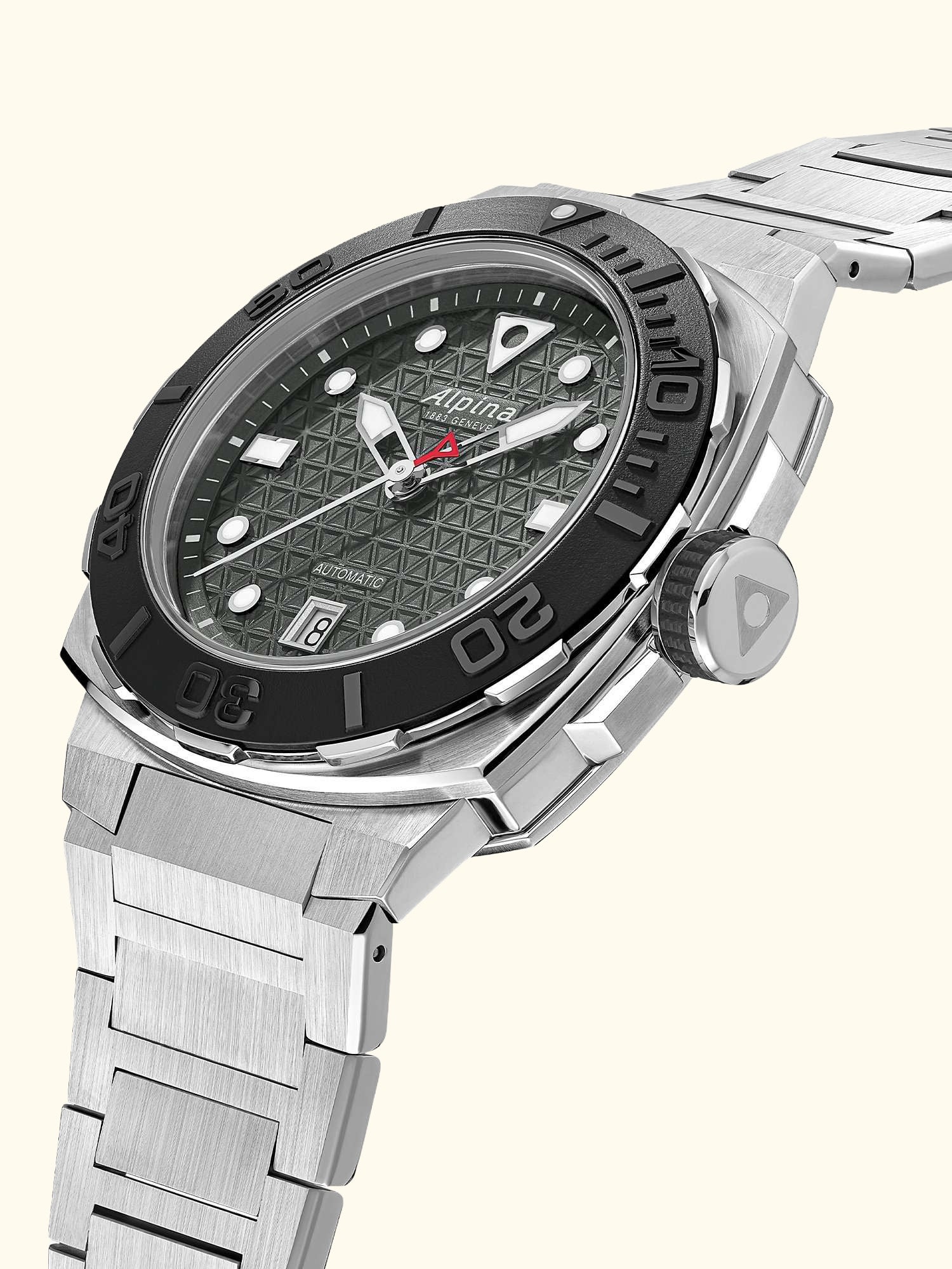 AL-525G3VE6B Men's Seastrong Diver Extreme Automatic Date Bracelet Strap Watch, Silver