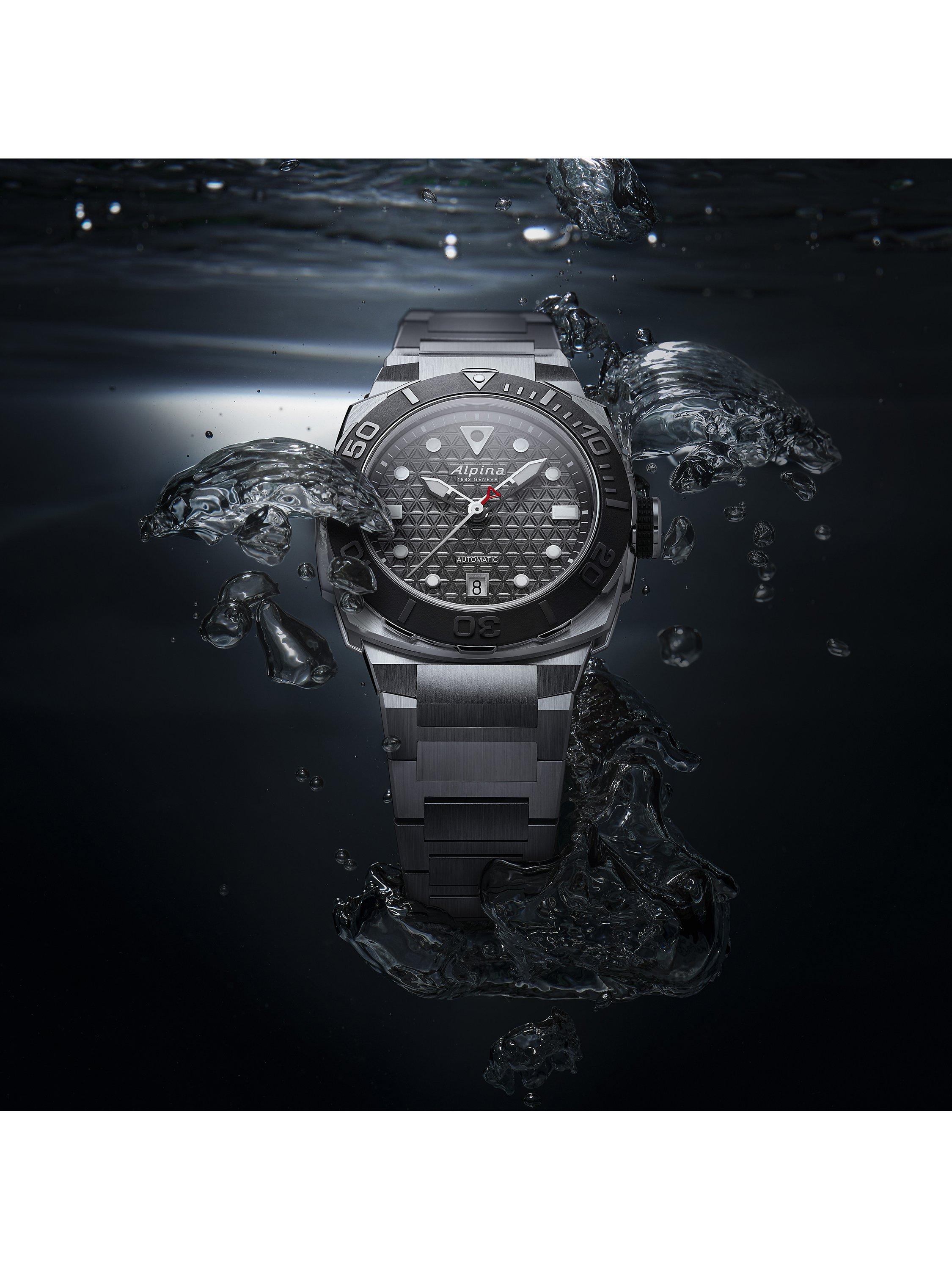 AL-525G3VE6B Men's Seastrong Diver Extreme Automatic Date Bracelet Strap Watch, Silver