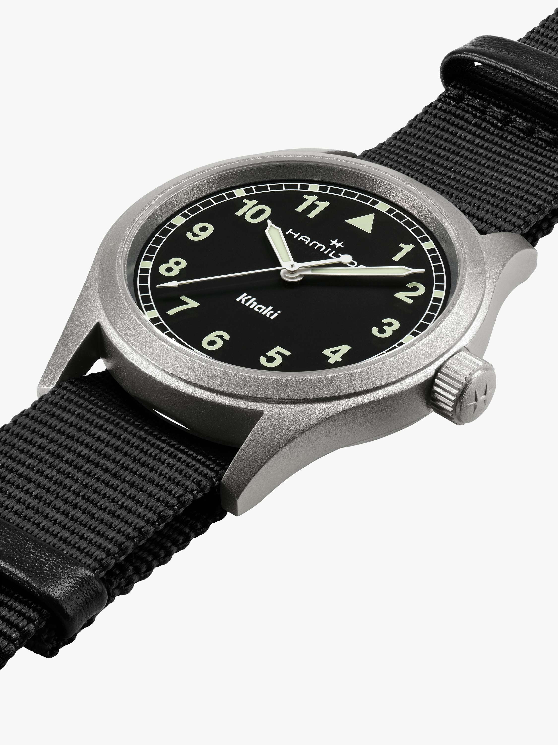 H69401430 Unisex Khaki Field Quartz Fabric Strap Watch, Black