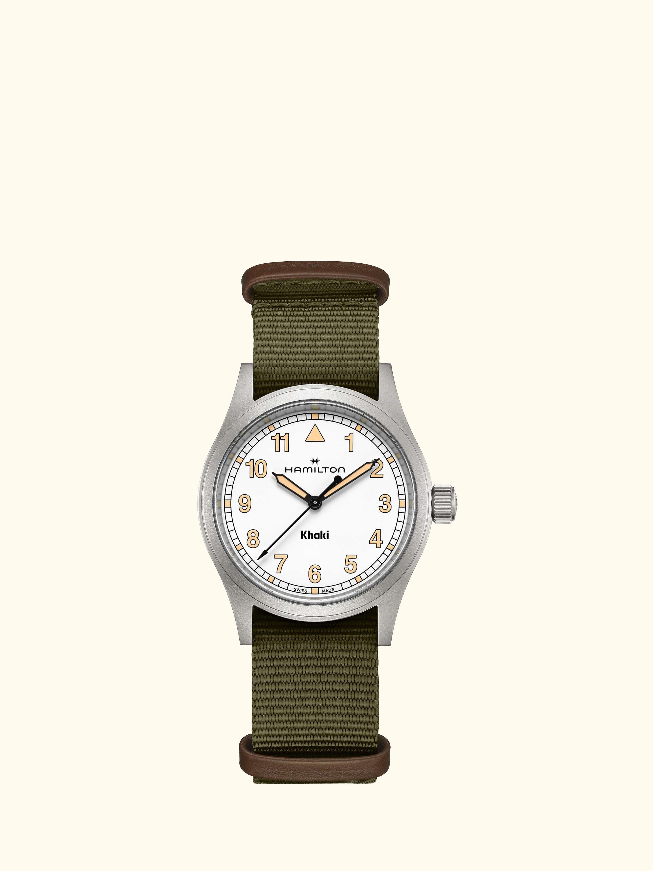 H69401910 Unisex Khaki Field Quartz Fabric Strap Watch, Green/White