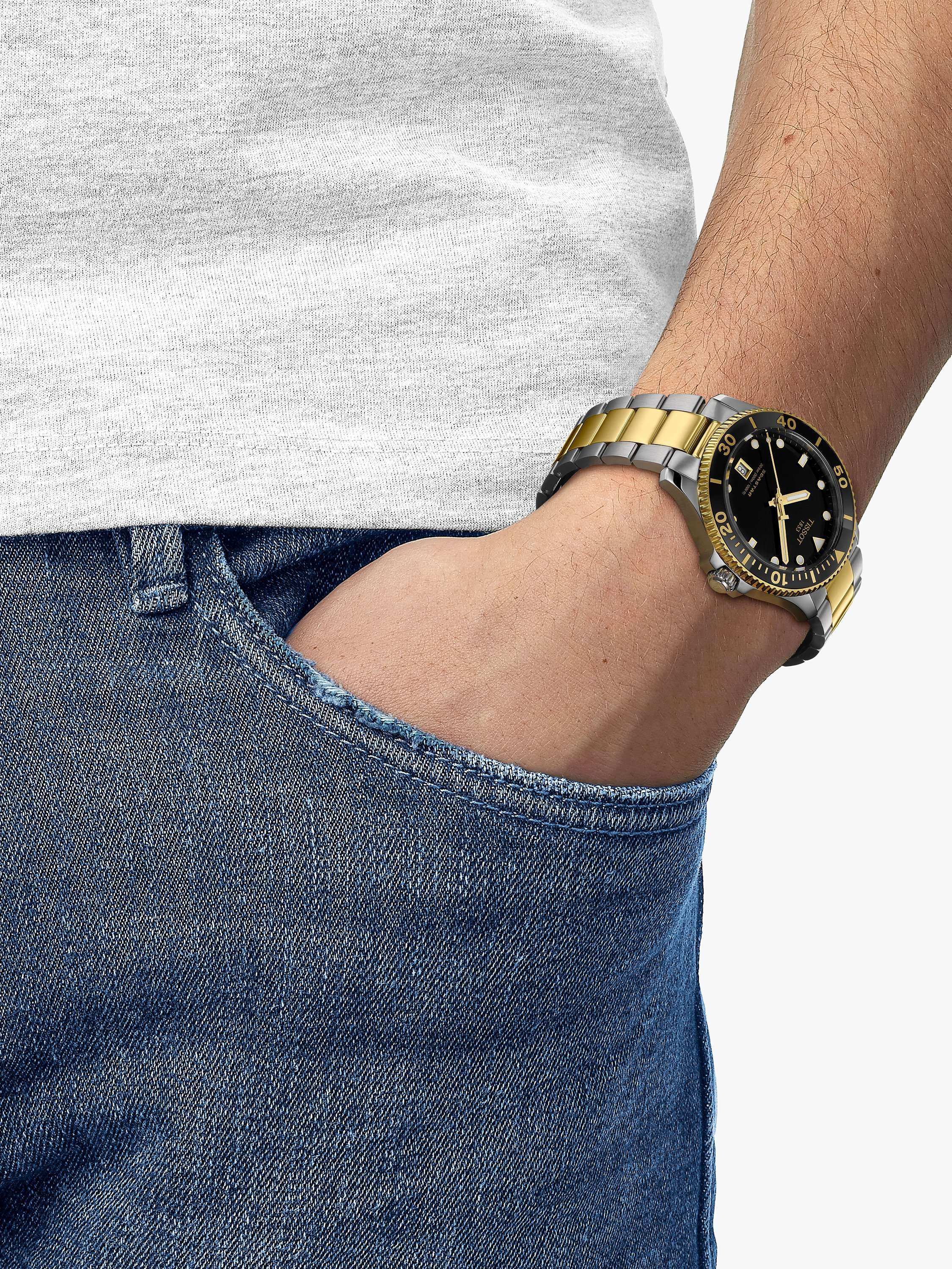 T1204102205100 Men's Seastar 1000 Quartz Metal Strap Watch, Multi/Black