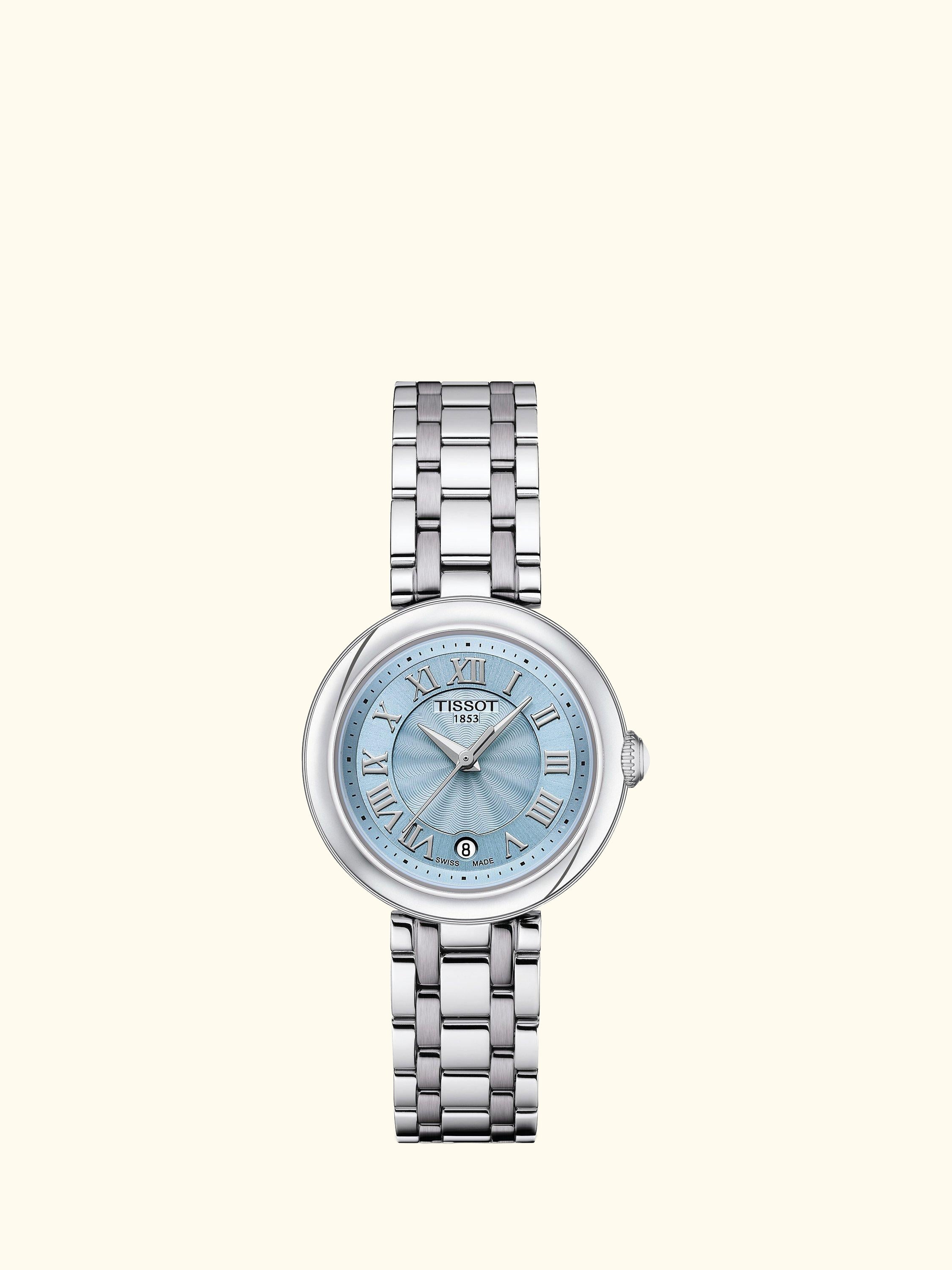 T1260101113300 Women's Bellissima Date Metal Strap Watch, Silver/Blue