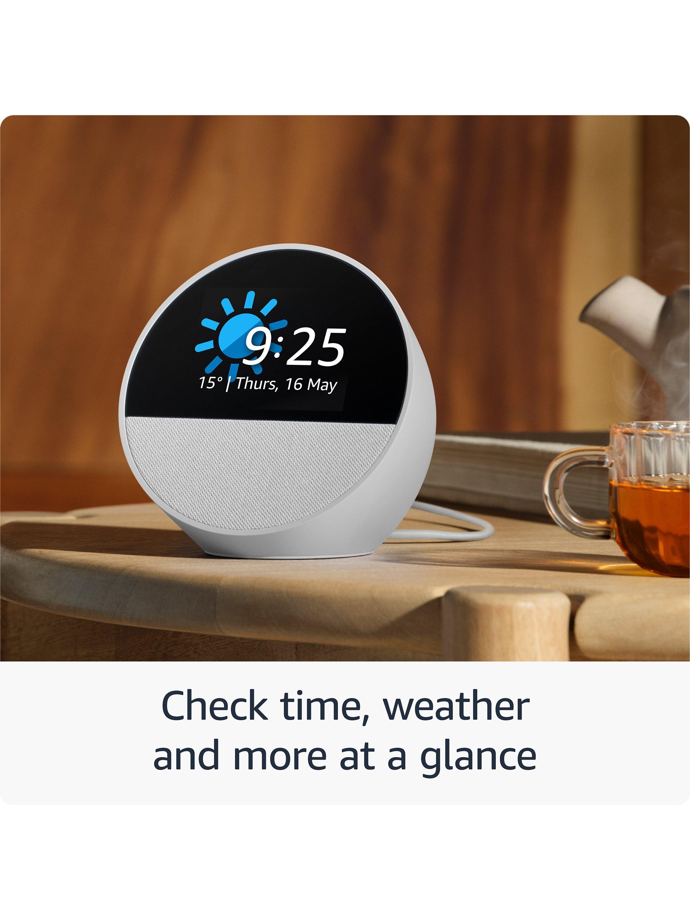 Echo Spot (2024) Smart Alarm Clock with 2.8” Screen & Alexa Voice Recognition & Control