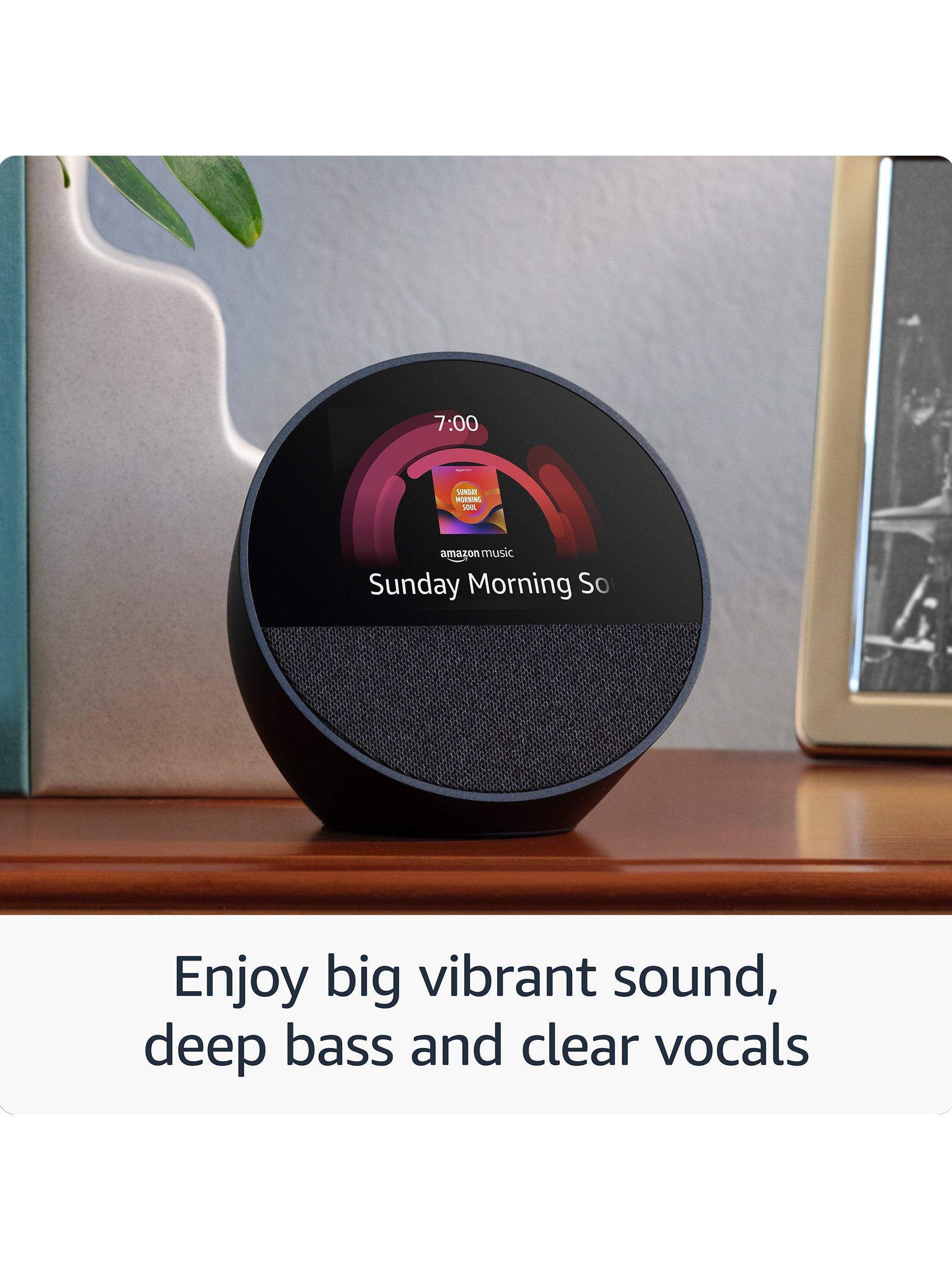 Echo Spot (2024) Smart Alarm Clock with 2.8” Screen & Alexa Voice Recognition & Control