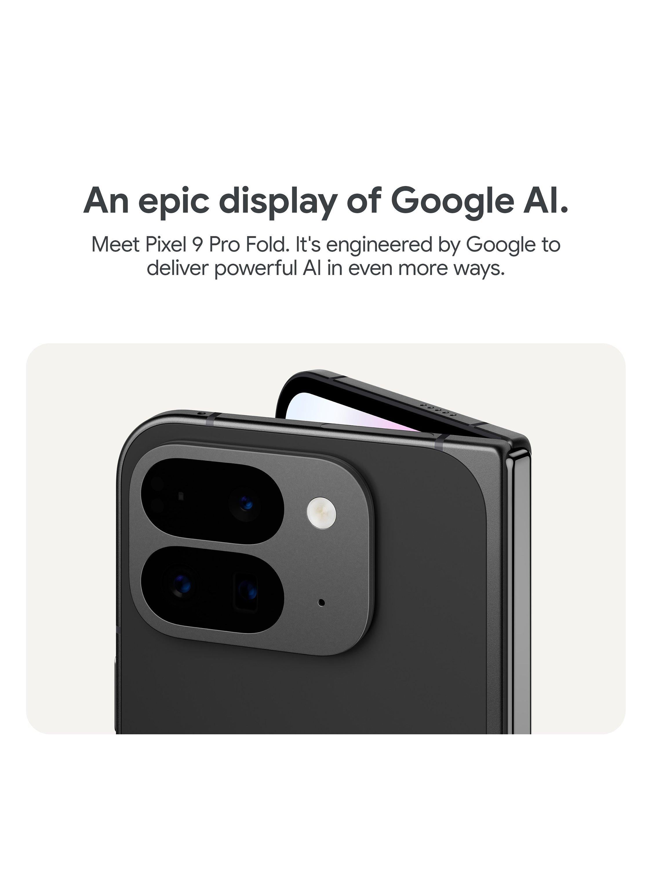 Pixel 9 Pro Fold Foldable Smartphone, Android, 6.29”, 5G, SIM Free, 512GB, Obsidian