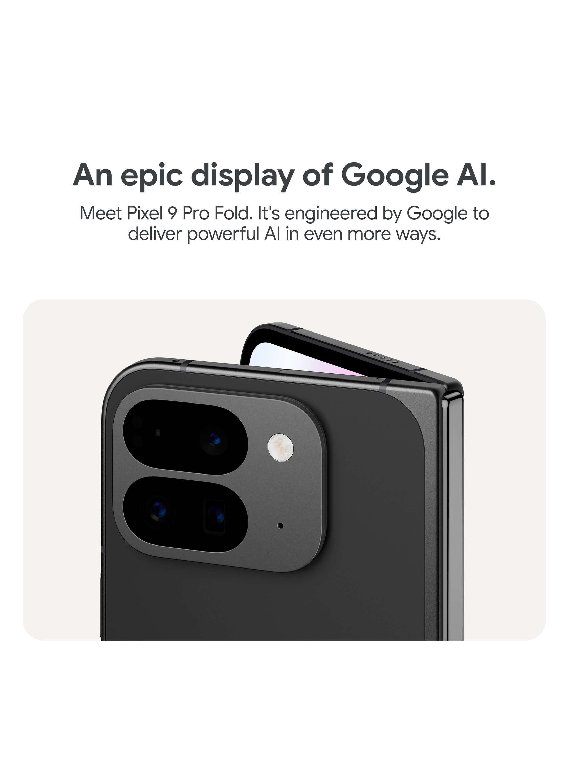 Pixel 9 Pro Fold Foldable Smartphone, Android, 6.29”, 5G, SIM Free, 512GB, Obsidian