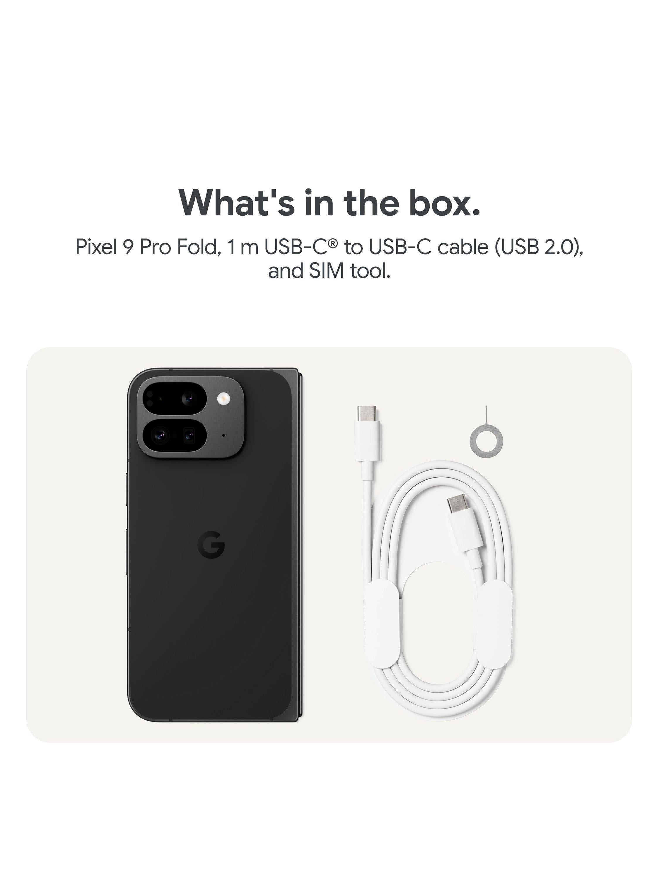 Pixel 9 Pro Fold Foldable Smartphone, Android, 6.29”, 5G, SIM Free, 512GB, Obsidian