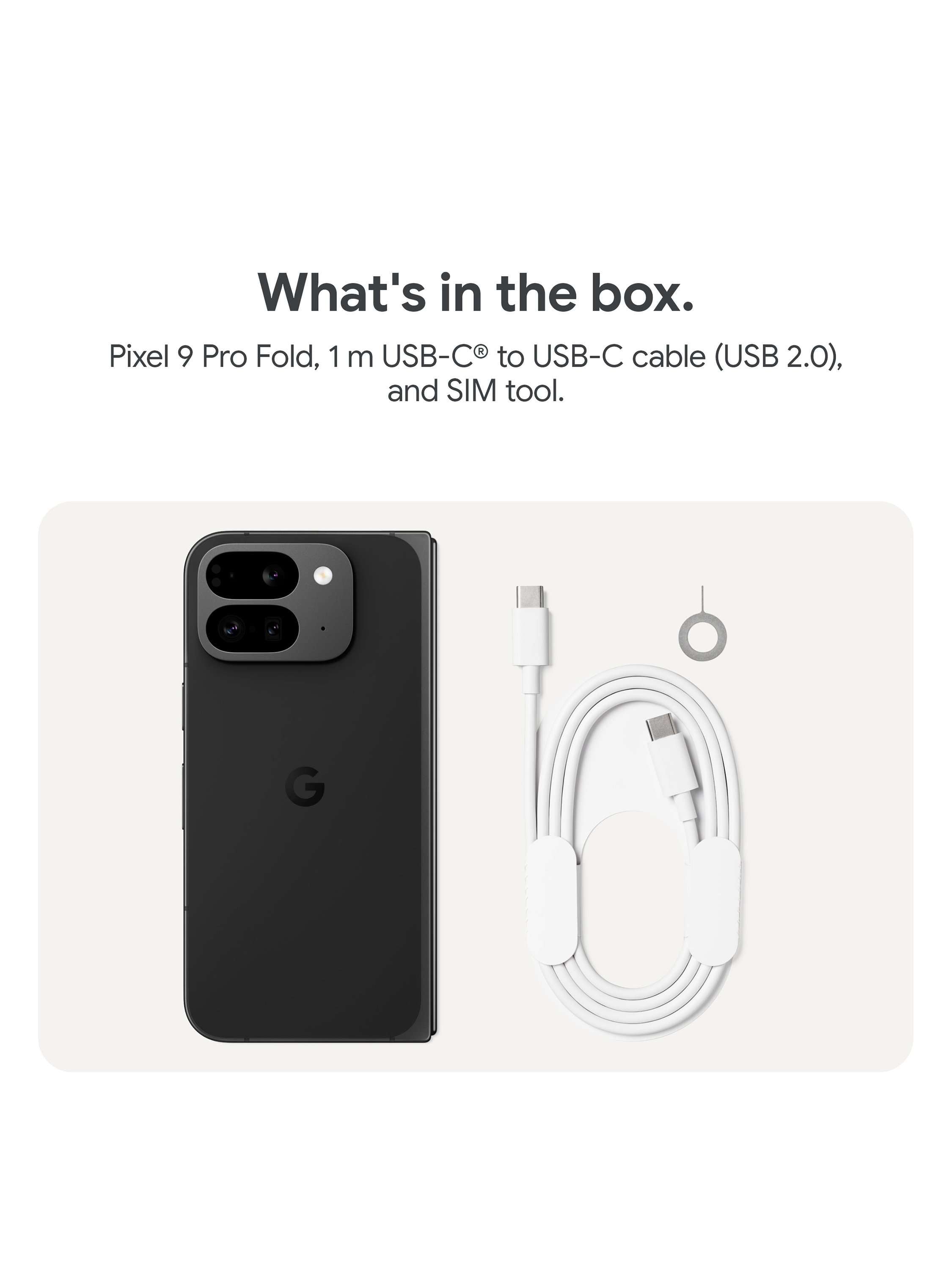 Pixel 9 Pro Fold Foldable Smartphone, Android, 6.29”, 5G, SIM Free, 512GB, Obsidian