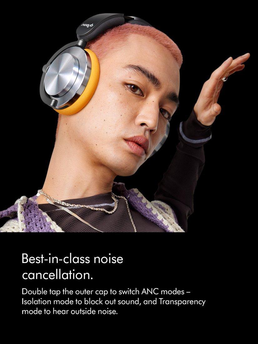 OnTrac Noise Cancelling Wireless Over Ear Headphones, Aluminium