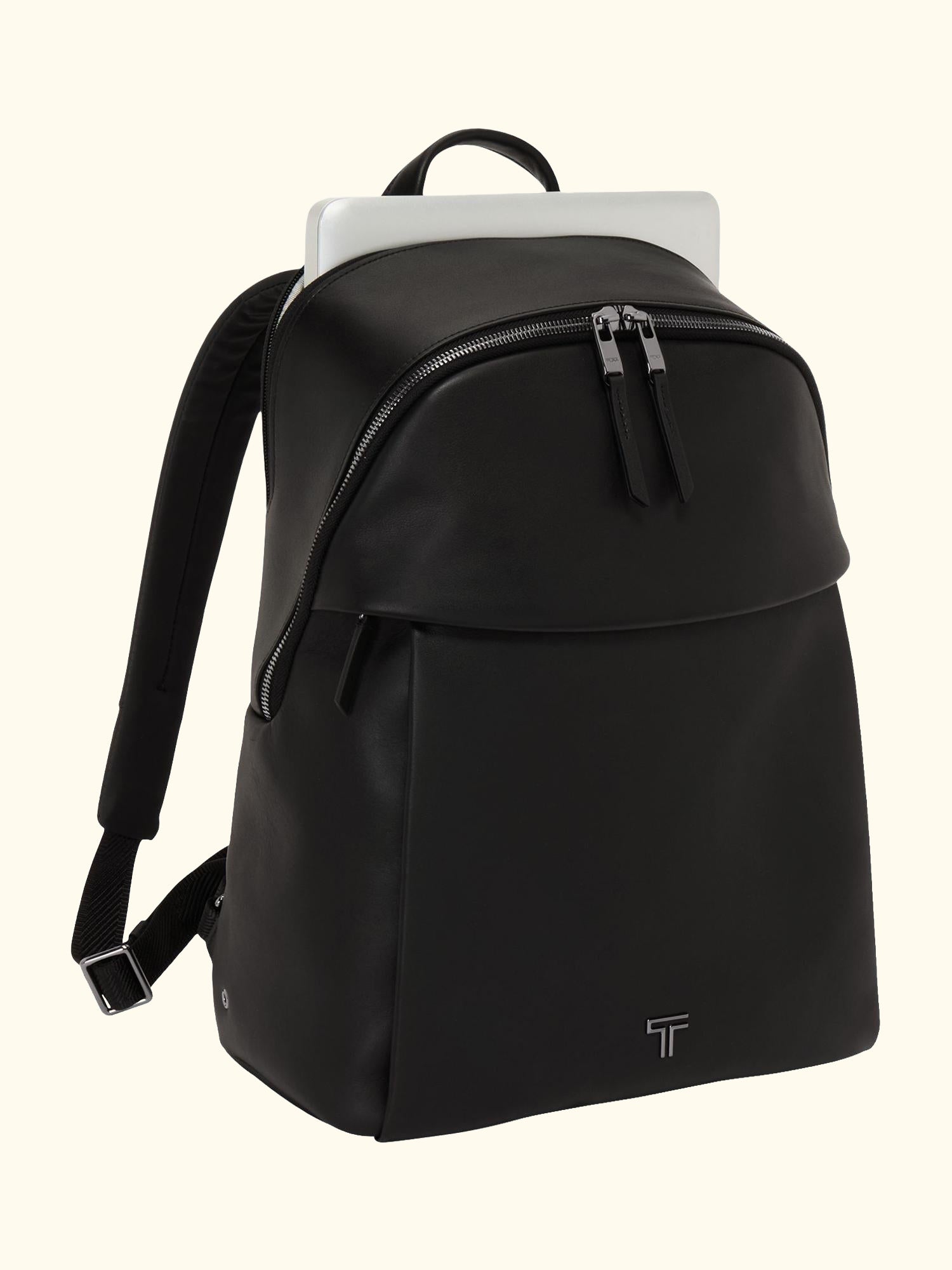 Voyageur Holland Leather Backpack, Black/Gunmetal