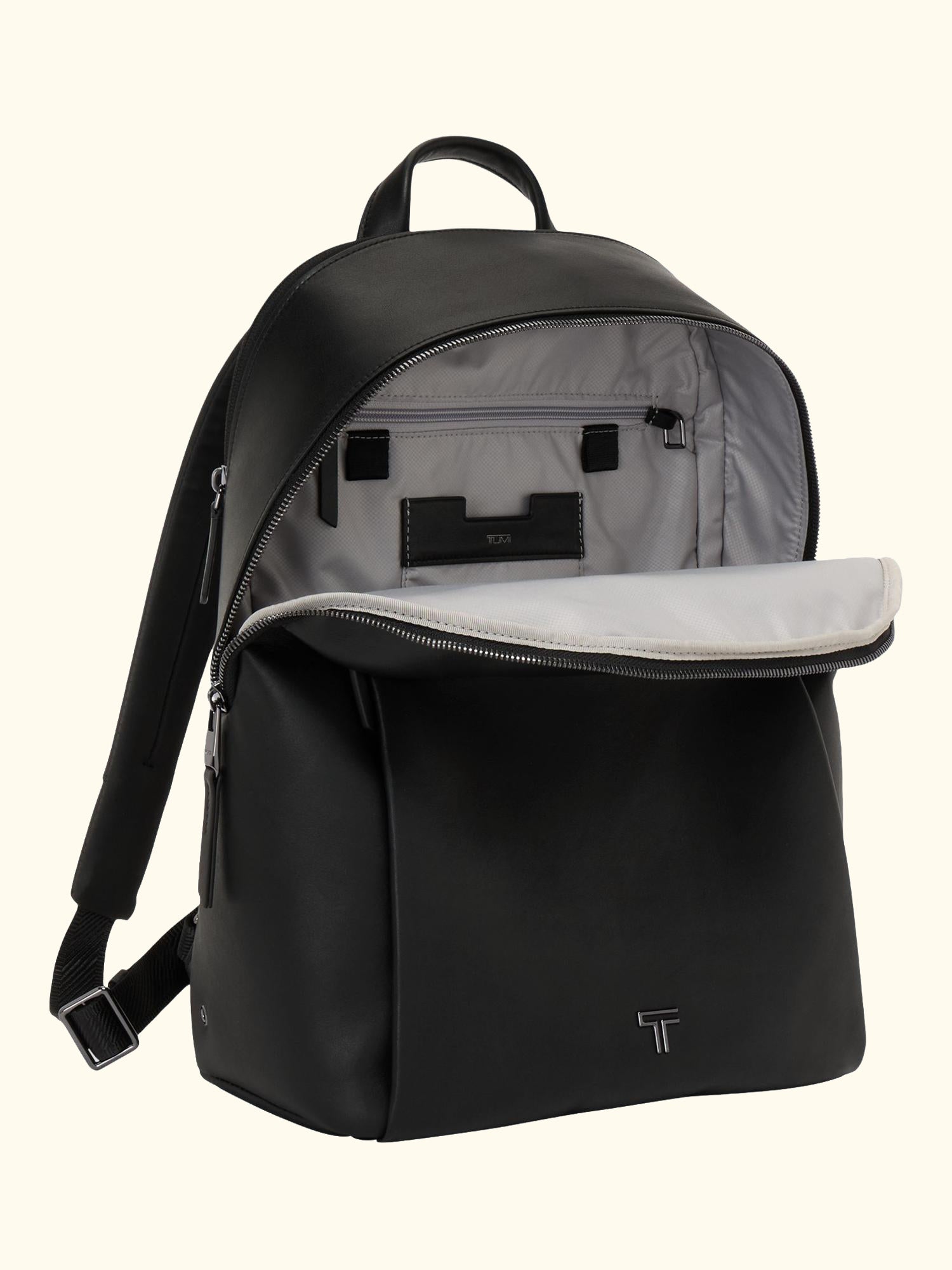 Voyageur Holland Leather Backpack, Black/Gunmetal