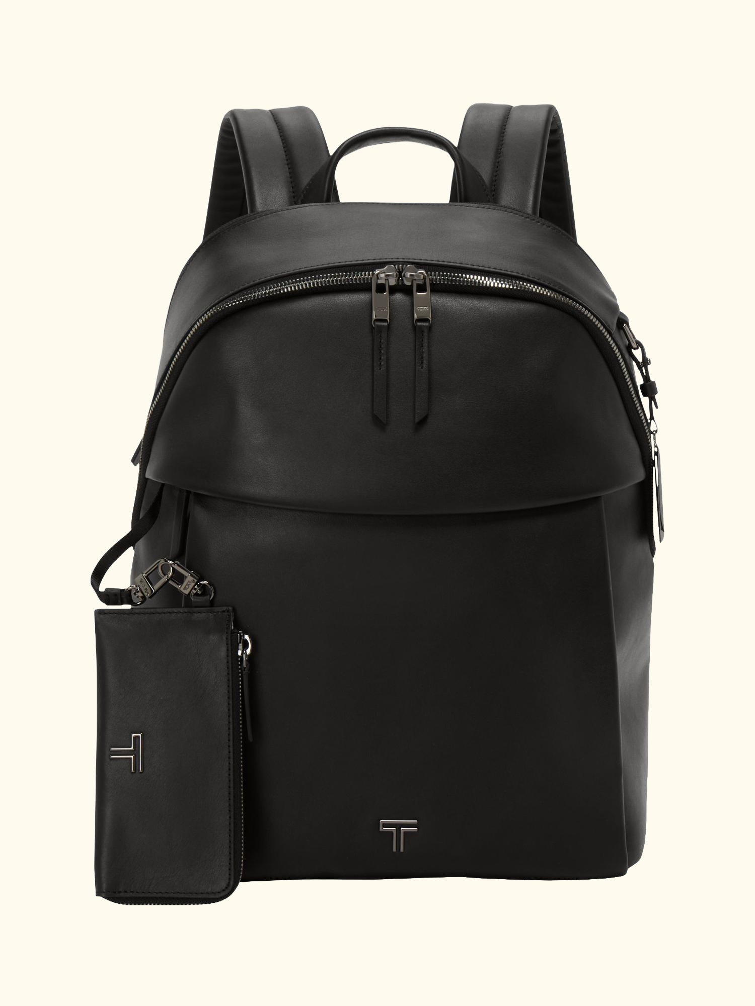 Voyageur Holland Leather Backpack, Black/Gunmetal