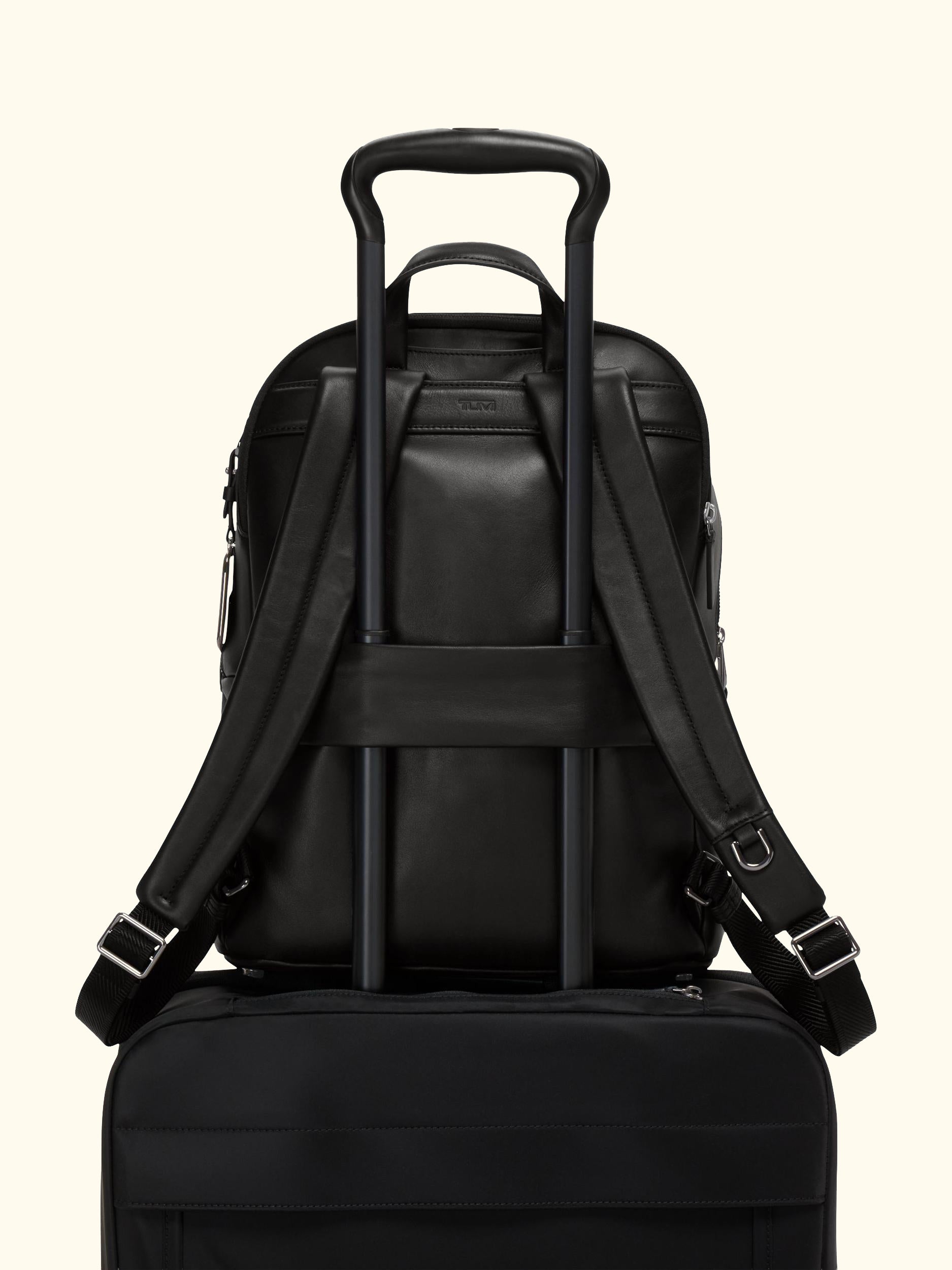 Voyageur Holland Leather Backpack, Black/Gunmetal