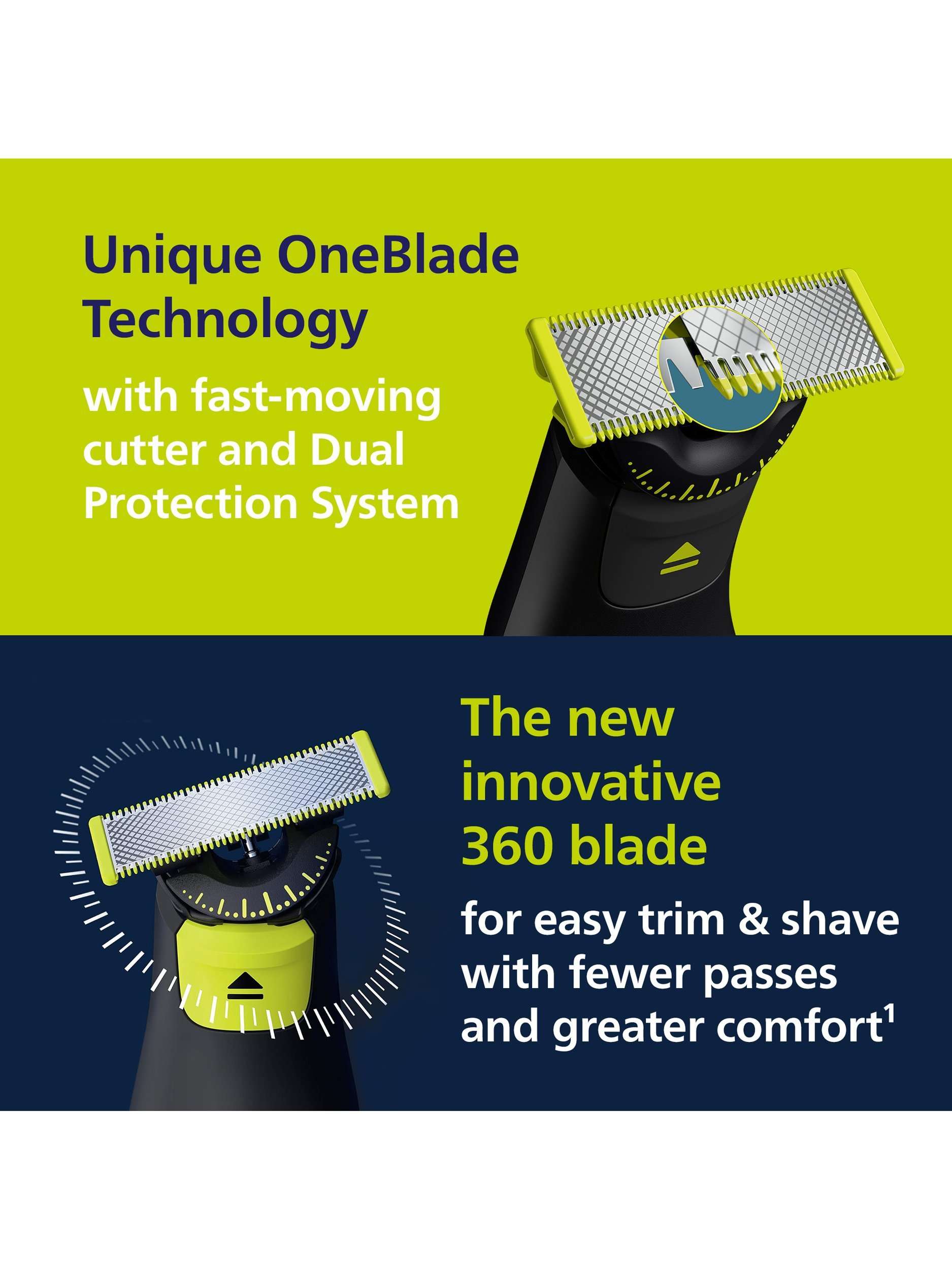 OneBlade Pro 360 QP6652/61 Men's Shaver, Black/Green