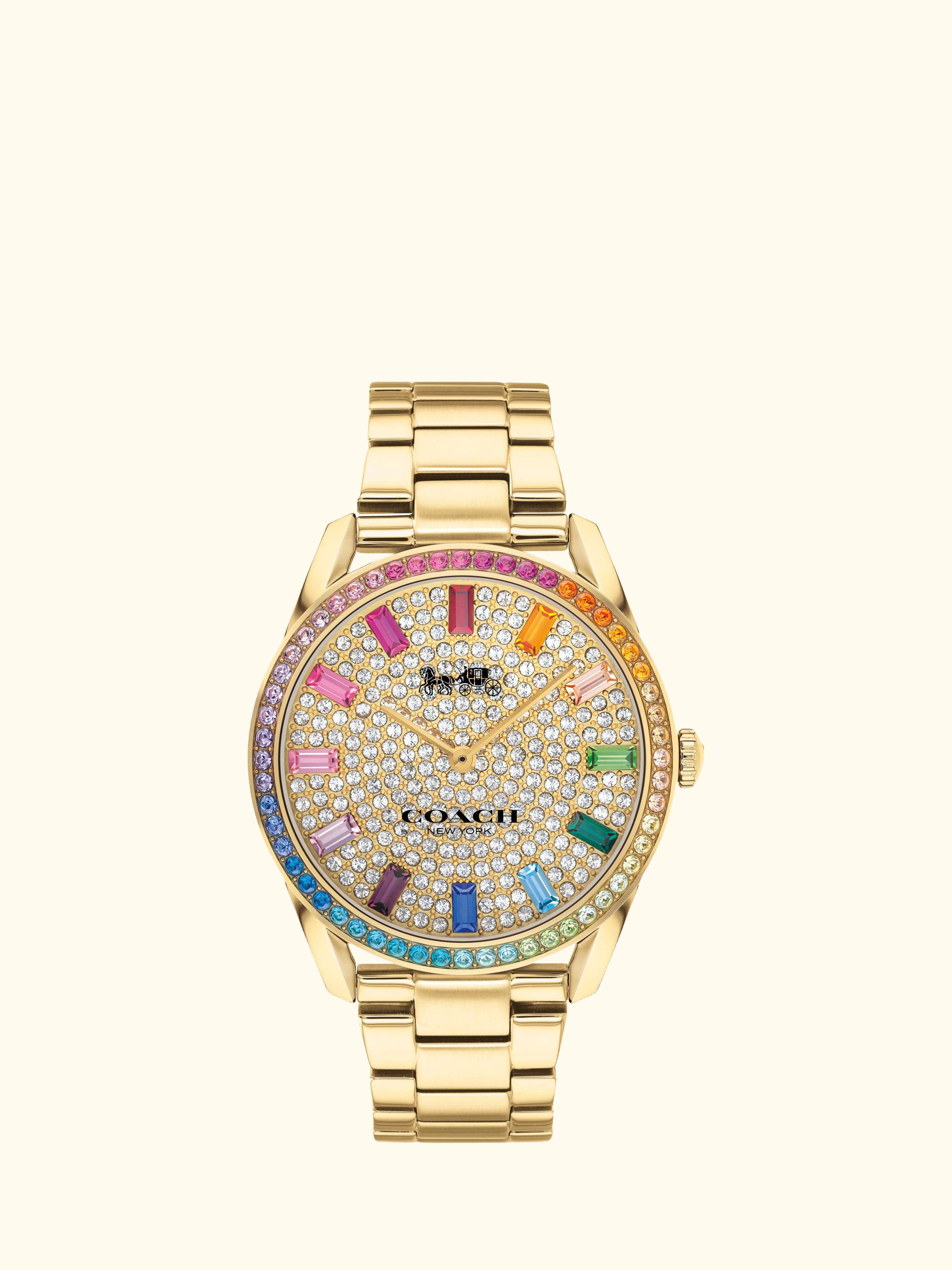 Women's Preston Rainbow Crystal Bracelet Strap Watch, Gold