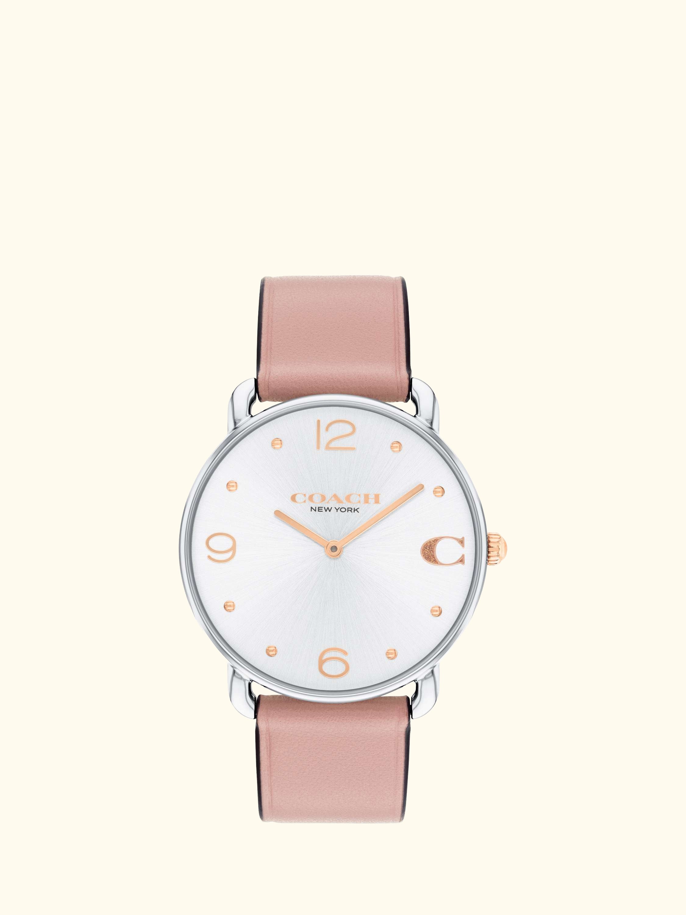 Women's Elliot Leather Strap Watch, Pink/Silver
