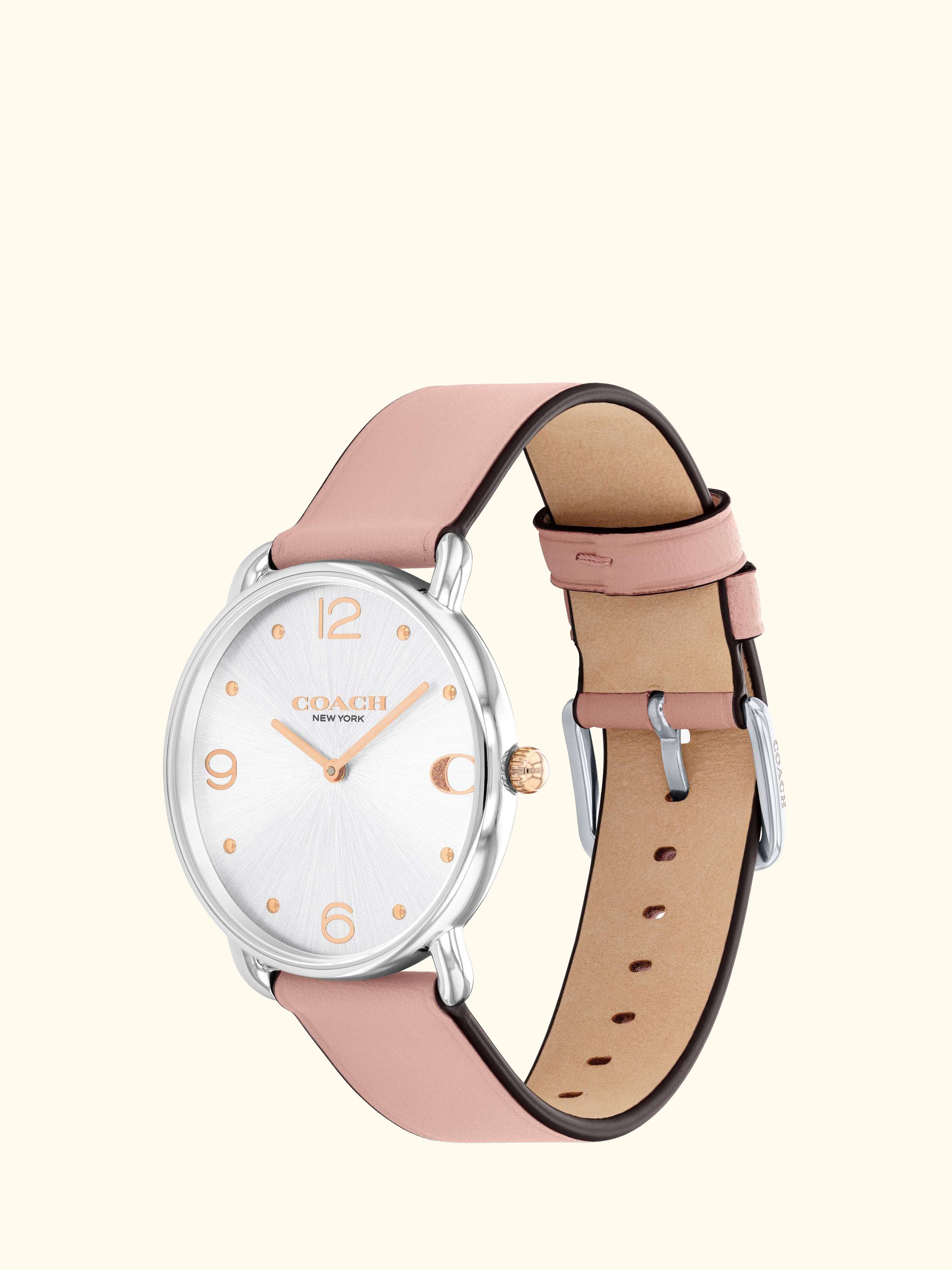 Women's Elliot Leather Strap Watch, Pink/Silver