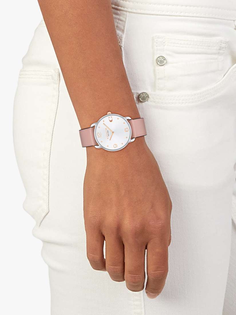 Women's Elliot Leather Strap Watch, Pink/Silver