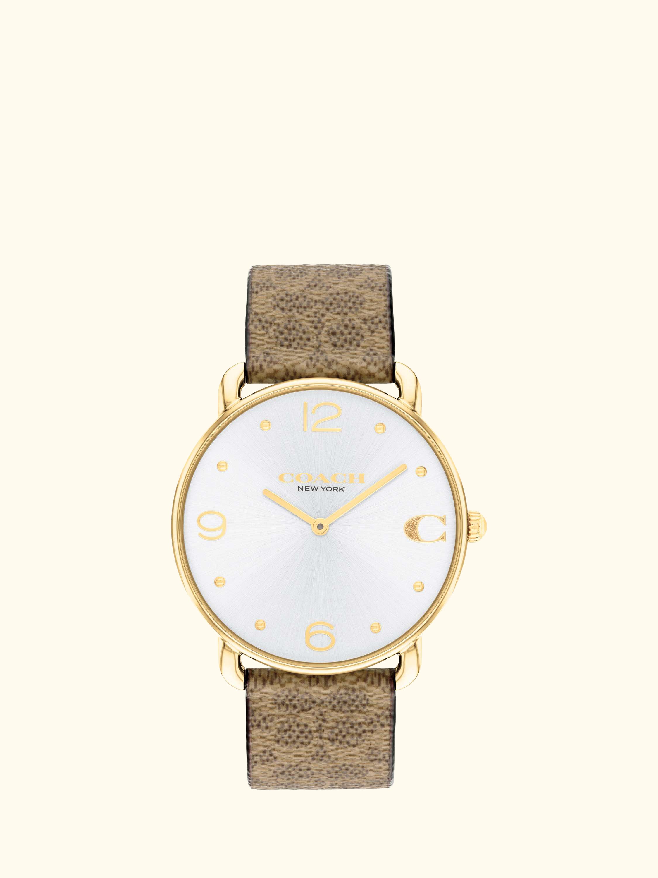 Women's Elliot Canvas Leather Strap Watch, Brown/Silver