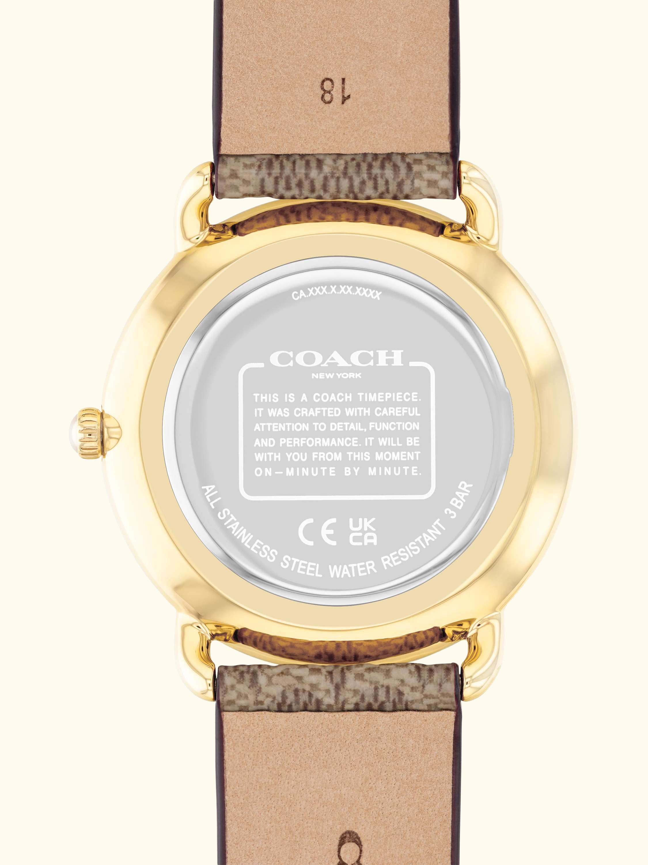 Women's Elliot Canvas Leather Strap Watch, Brown/Silver
