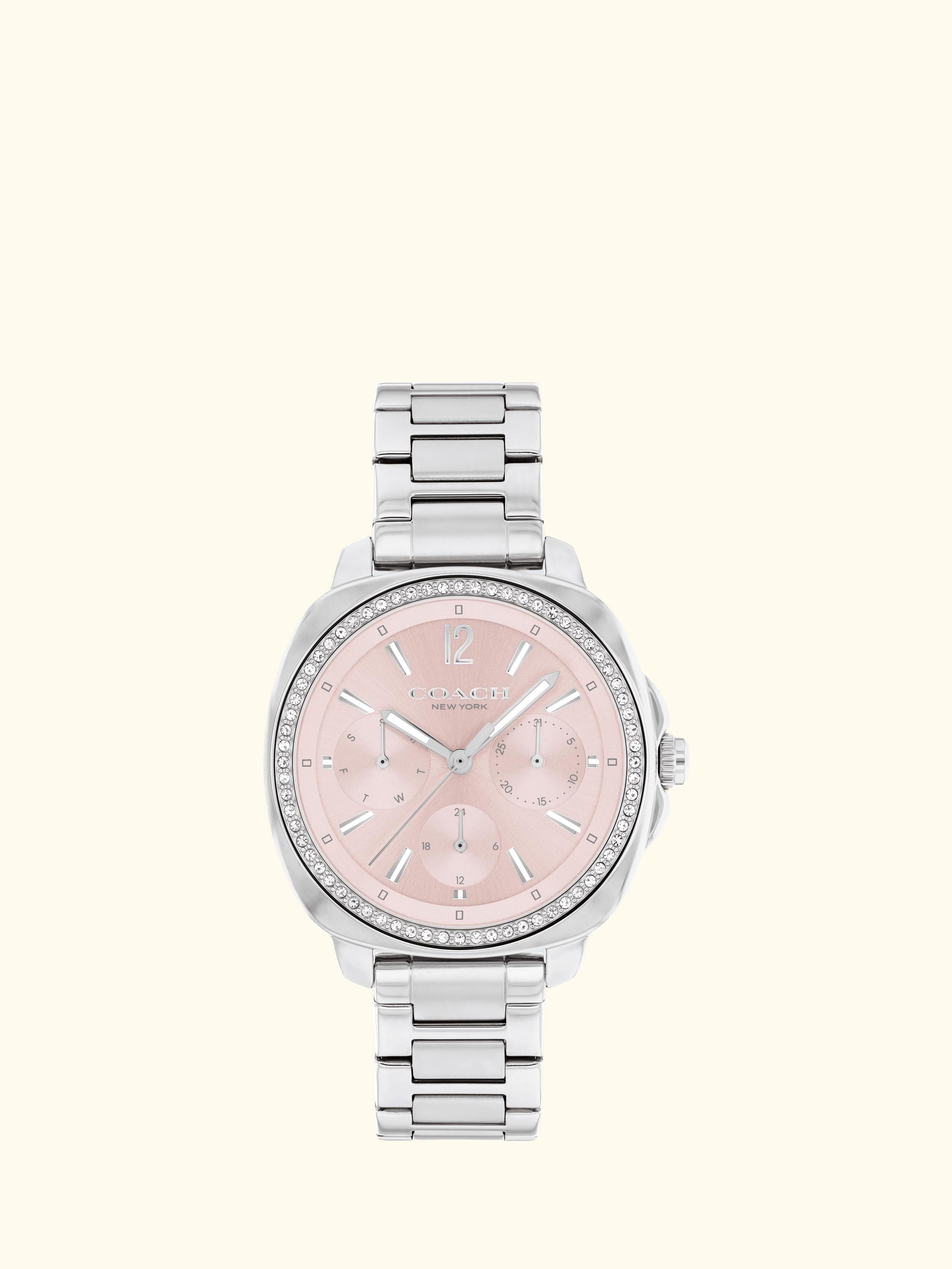 Women's Kitt Crystal Bracelet Strap Watch, Silver/Pink