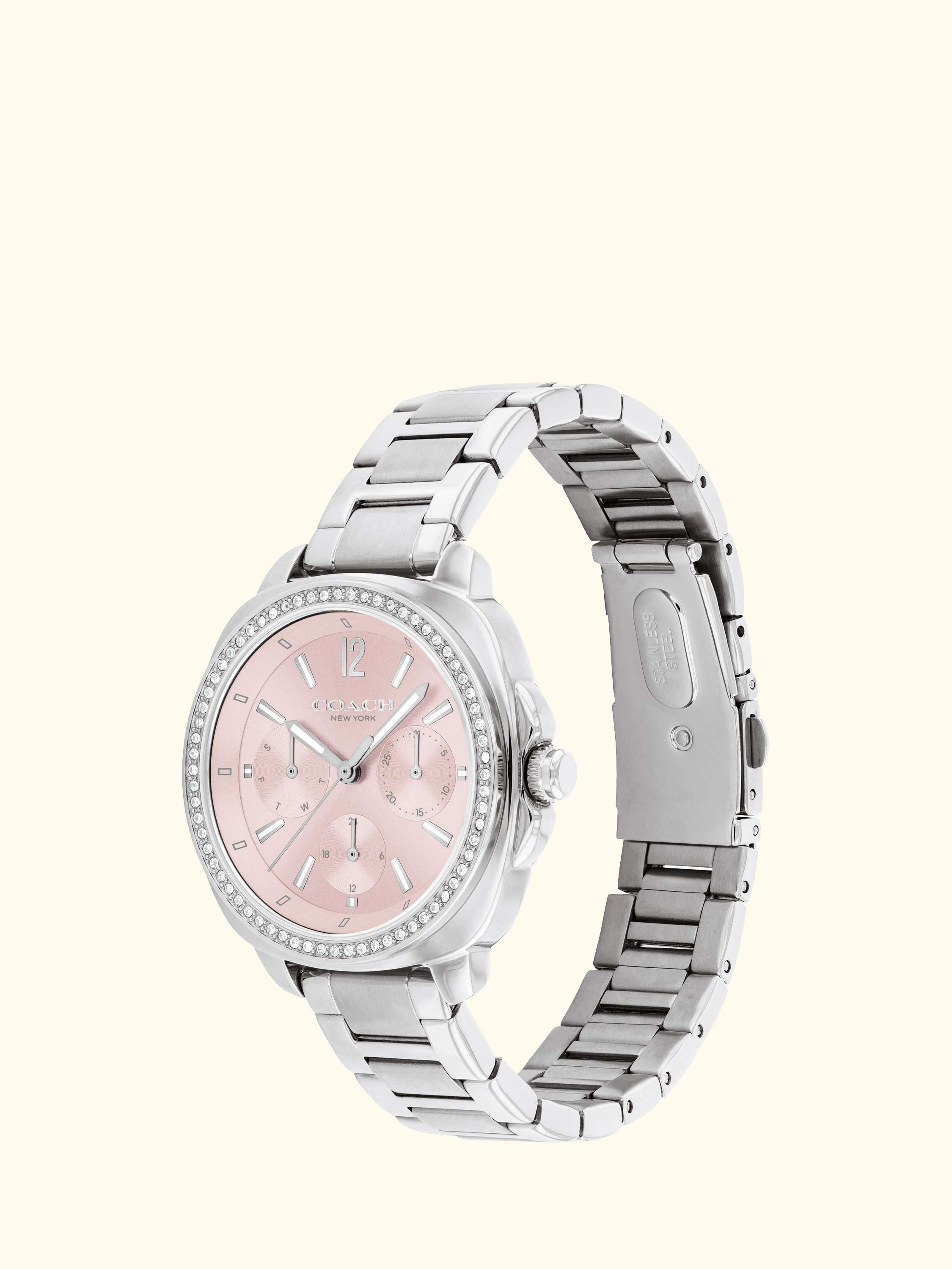 Women's Kitt Crystal Bracelet Strap Watch, Silver/Pink