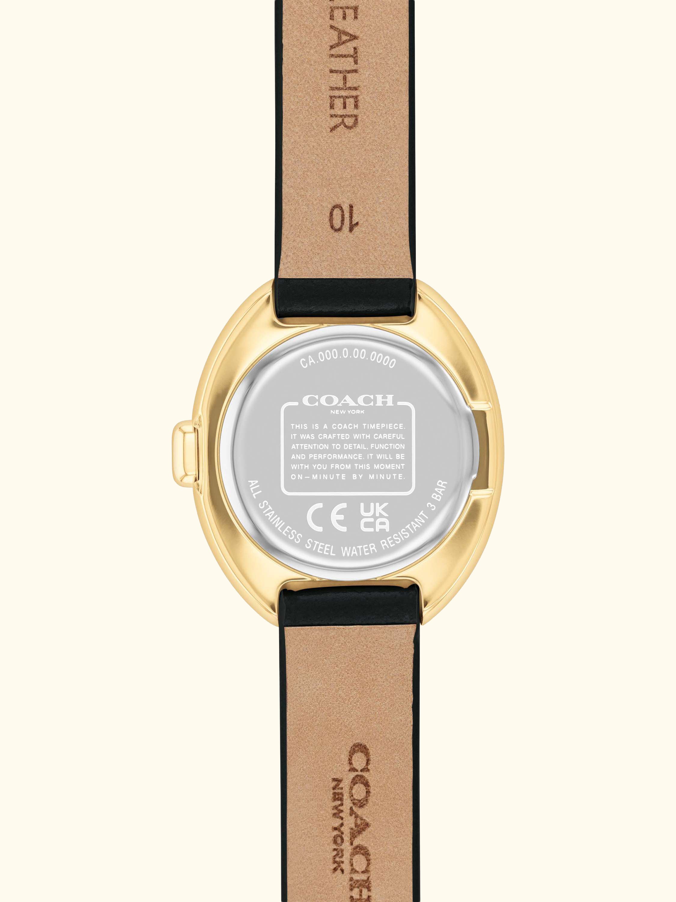 Women's Sammy Oval Leather Strap Watch, Gold/Black