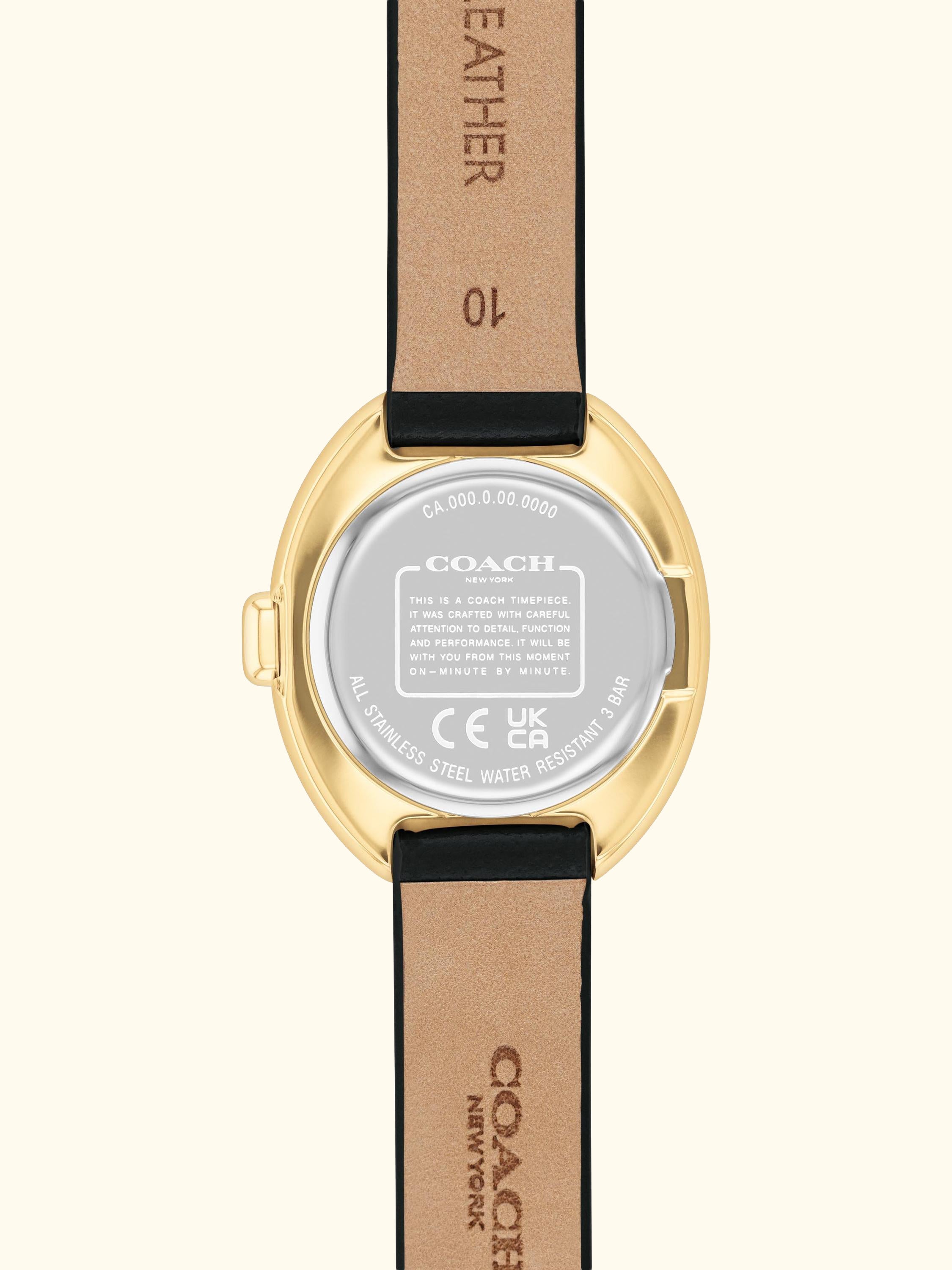Women's Sammy Oval Leather Strap Watch, Gold/Black