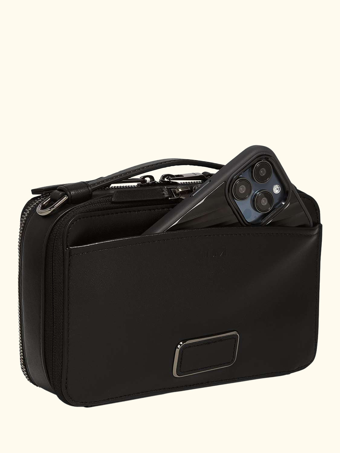 Myla Leather Crossbody Bag, Black/Gunmetal