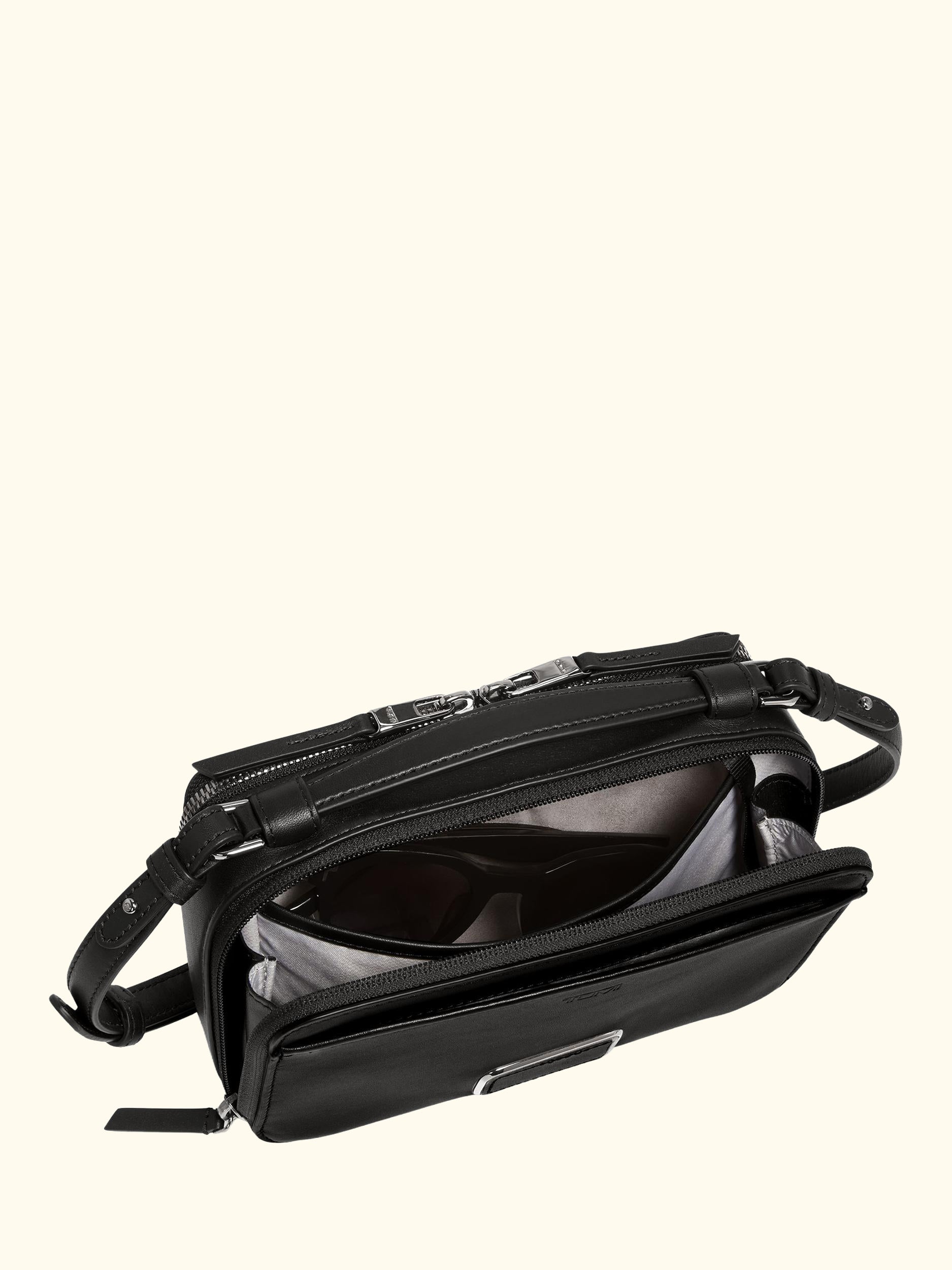 Myla Leather Crossbody Bag, Black/Gunmetal
