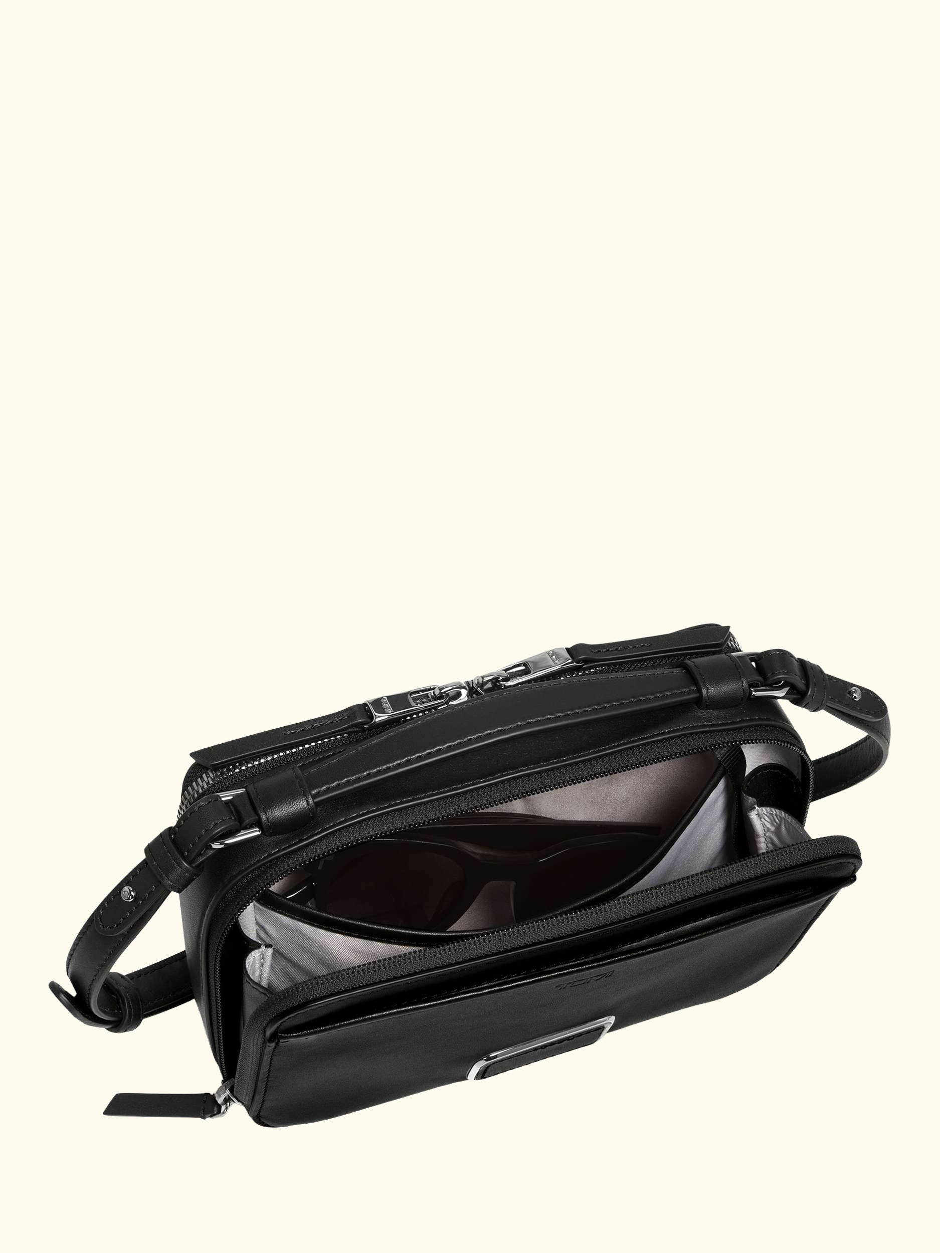 Myla Leather Crossbody Bag, Black/Gunmetal