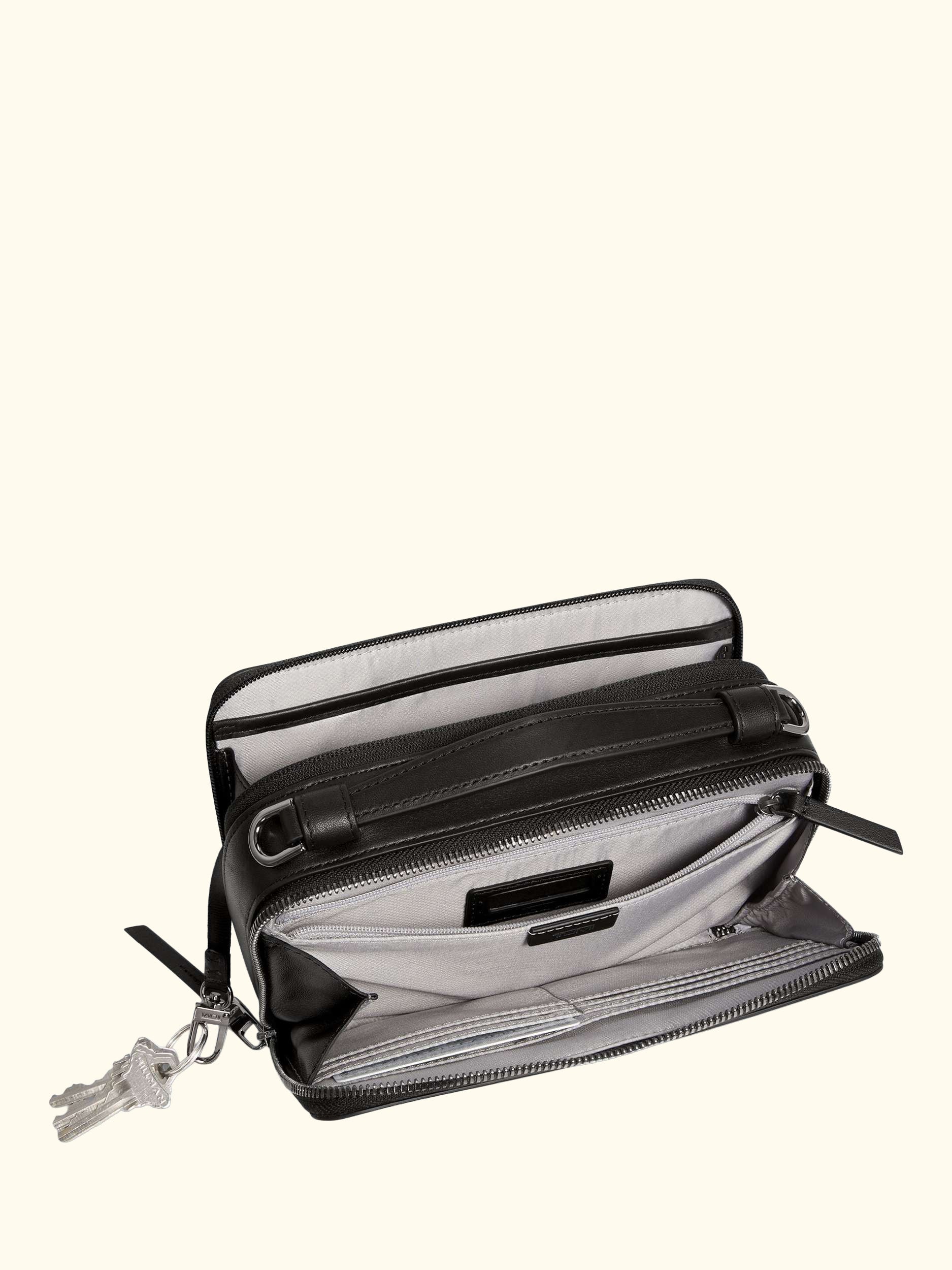 Myla Leather Crossbody Bag, Black/Gunmetal