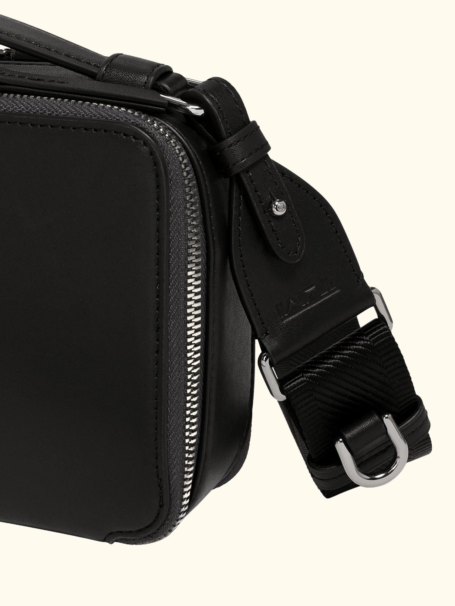 Myla Leather Crossbody Bag, Black/Gunmetal