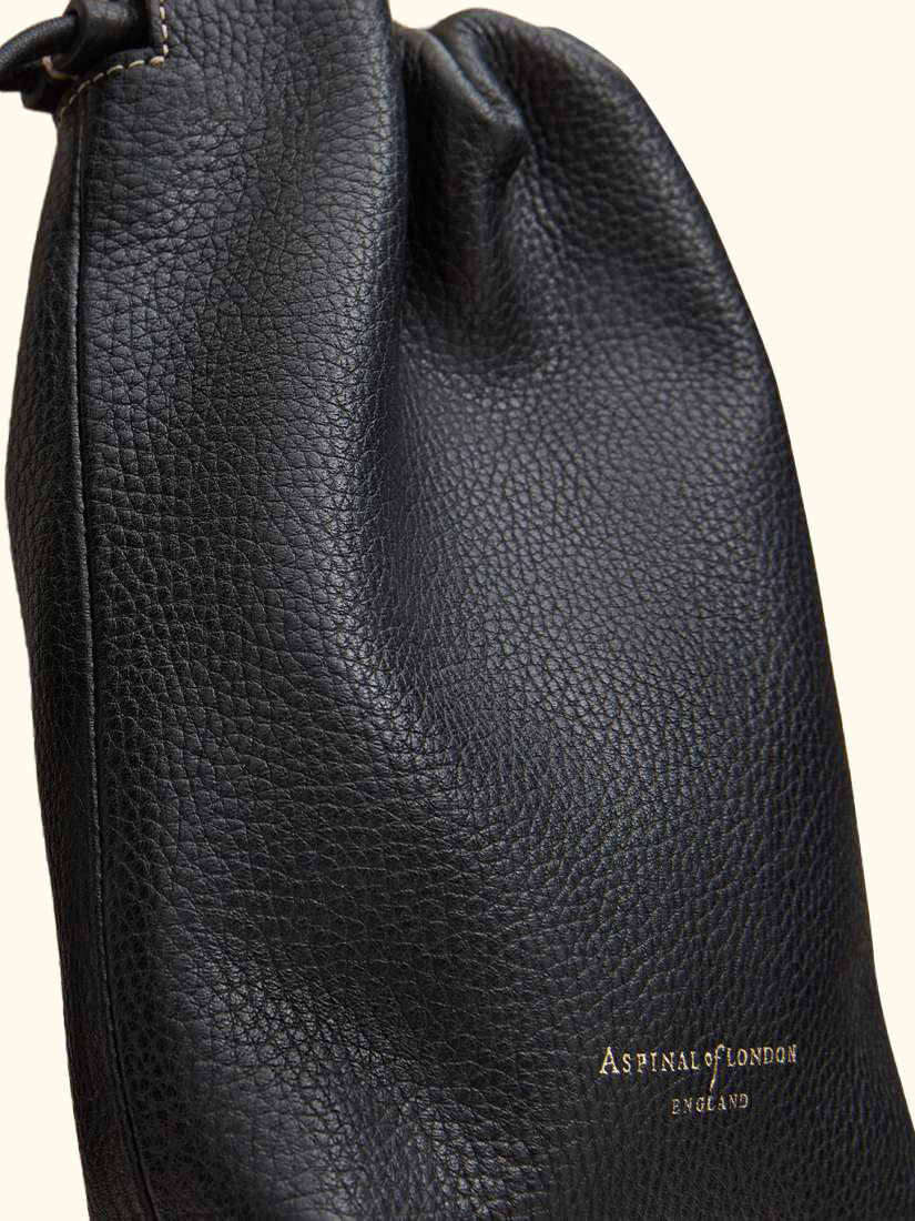 Hudson Small Grain Milled Pebble Leather Drawstring Crossbody Bag