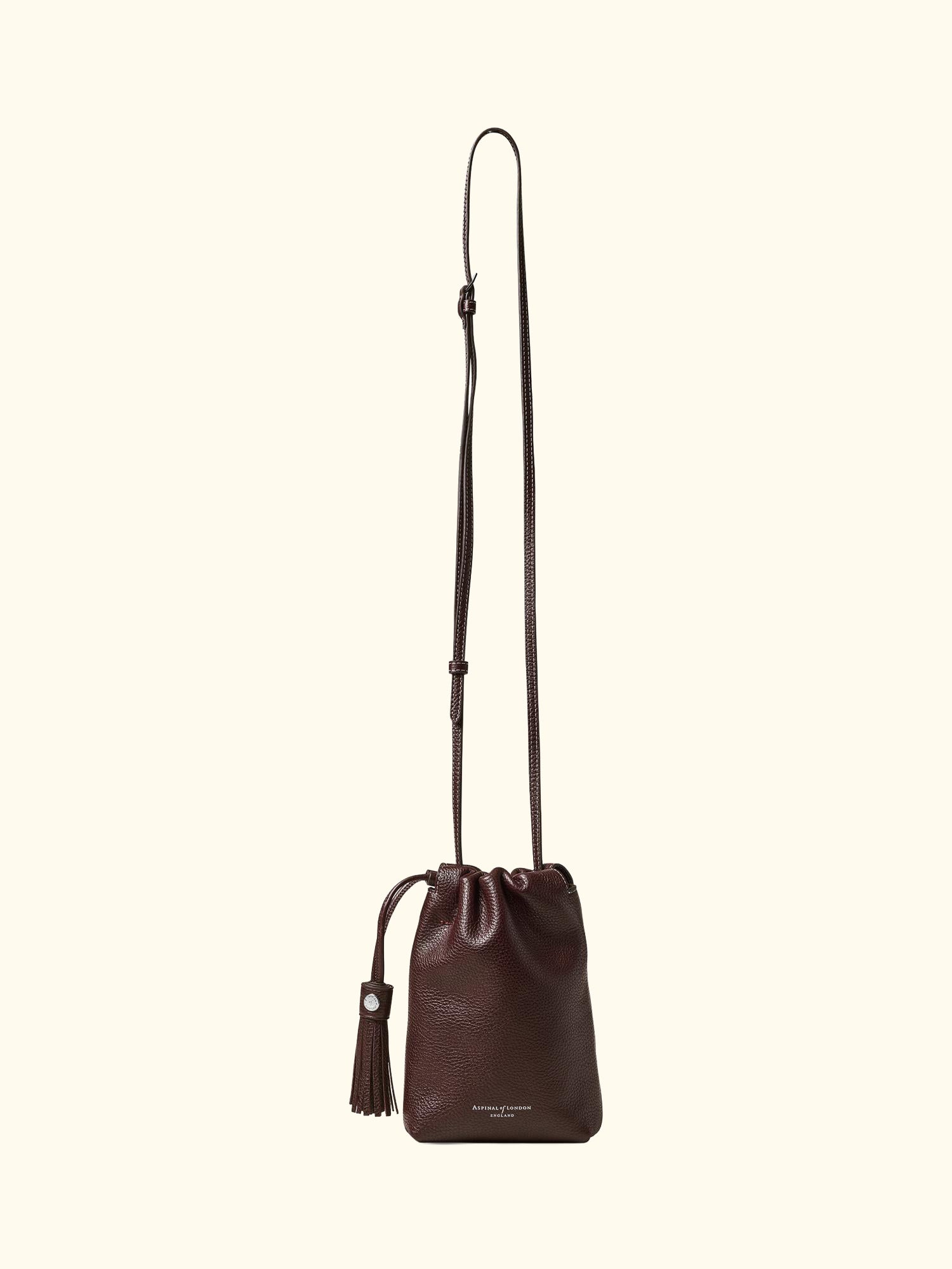 Hudson Small Grain Milled Pebble Leather Drawstring Crossbody Bag