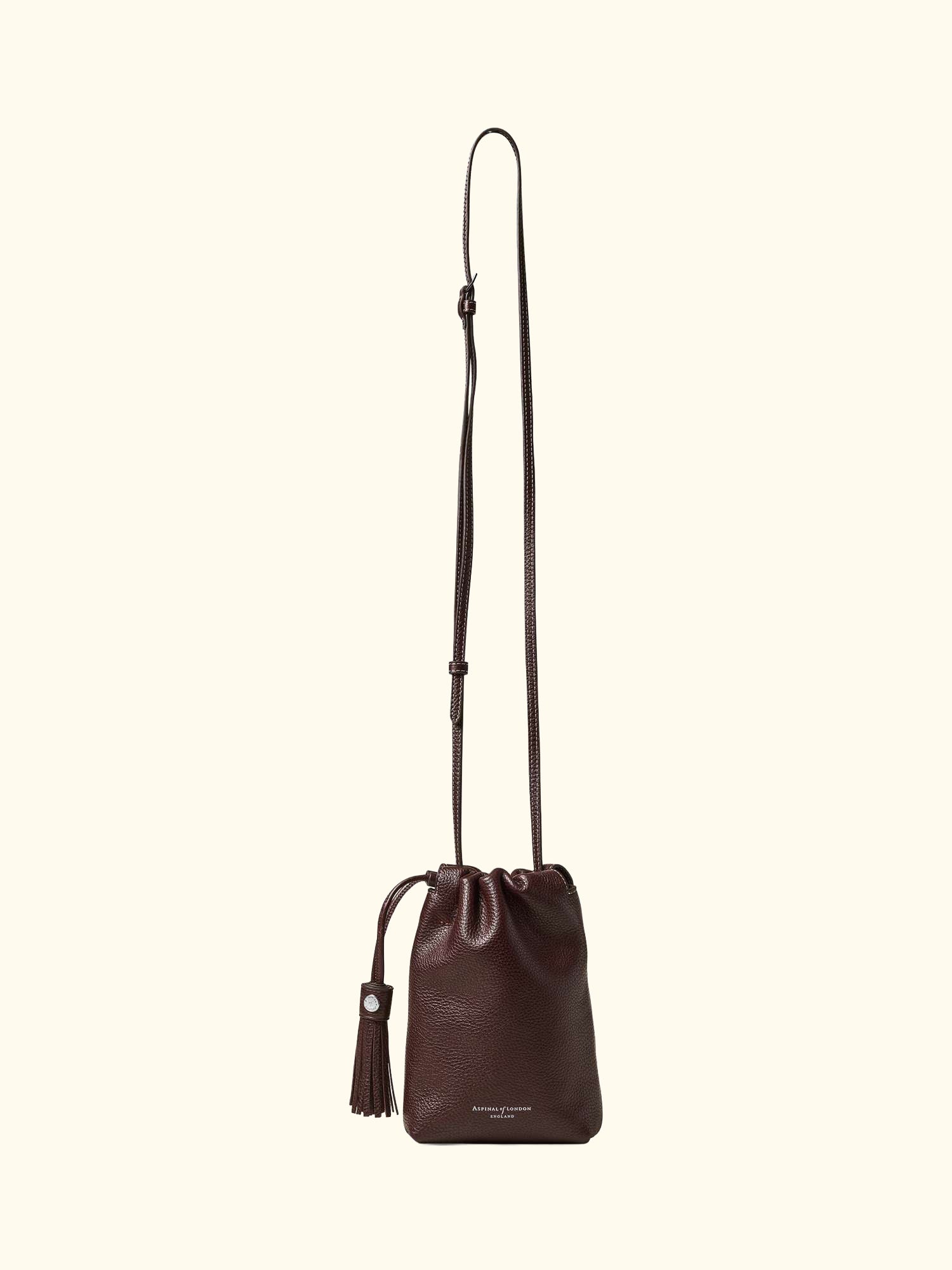 Hudson Small Grain Milled Pebble Leather Drawstring Crossbody Bag
