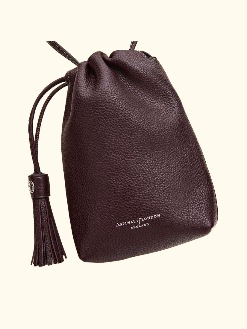 Hudson Small Grain Milled Pebble Leather Drawstring Crossbody Bag