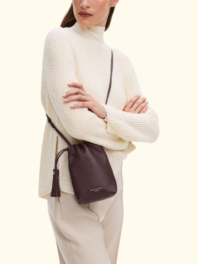 Hudson Small Grain Milled Pebble Leather Drawstring Crossbody Bag