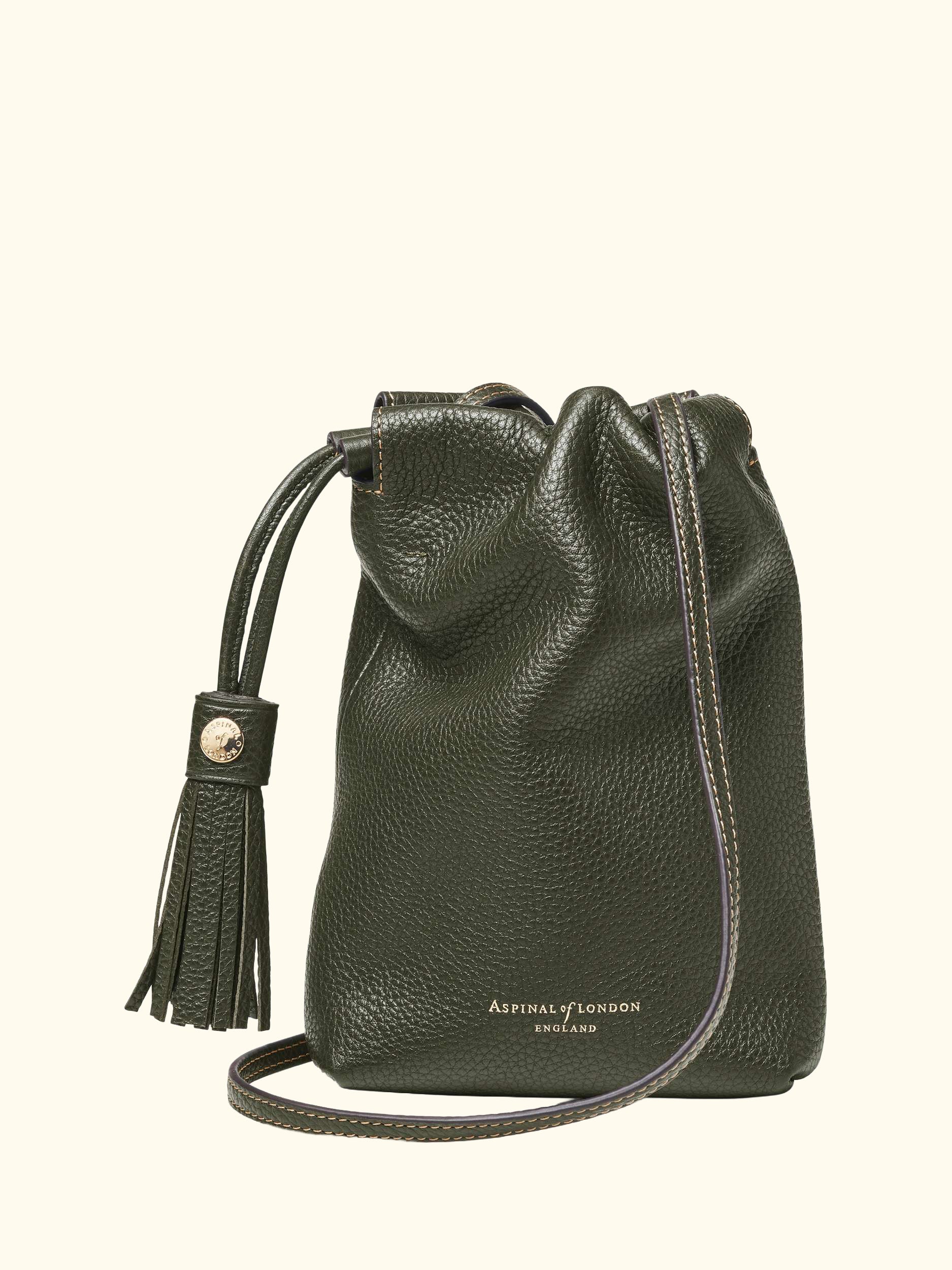 Hudson Small Grain Milled Pebble Leather Drawstring Crossbody Bag