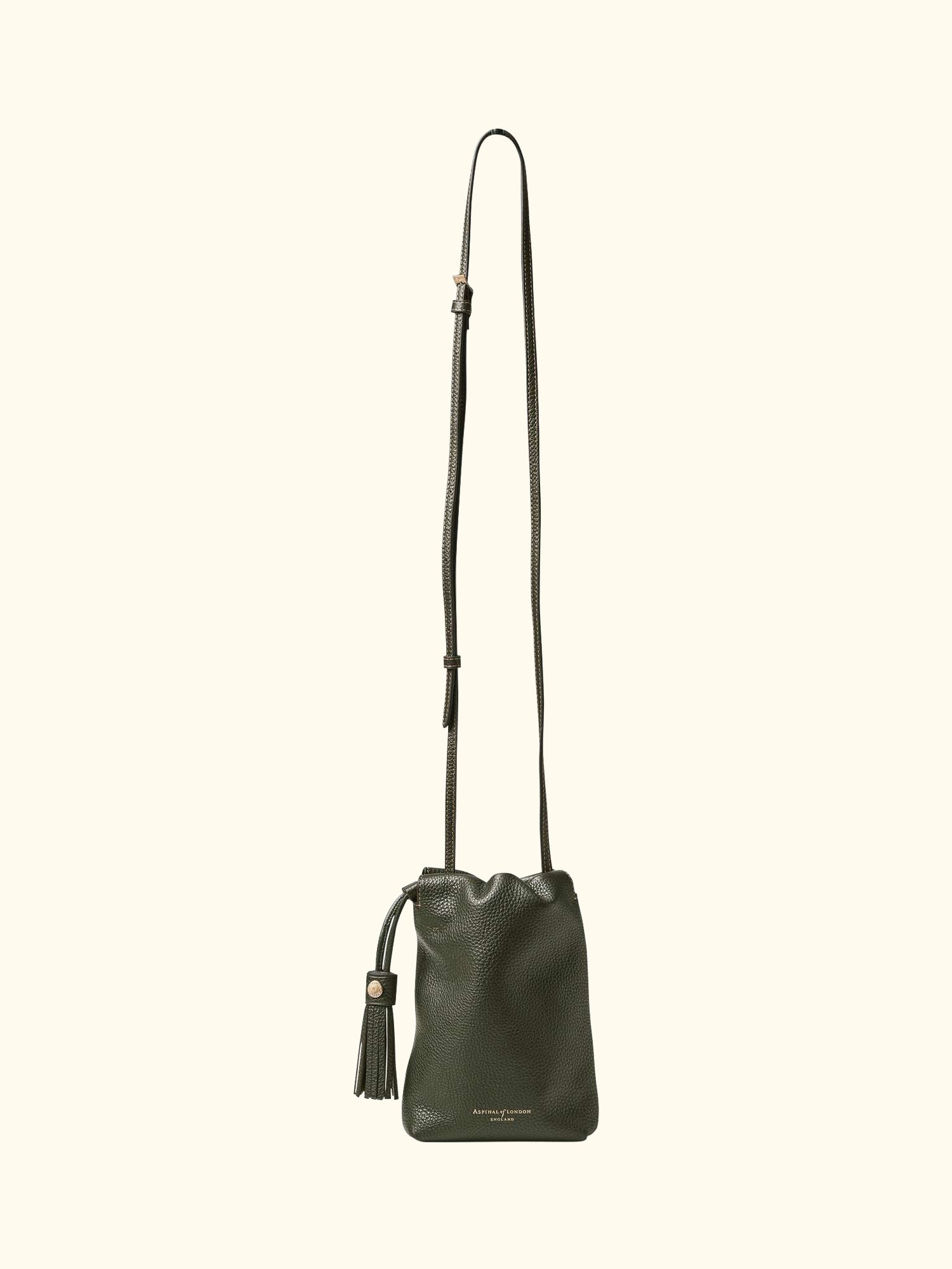 Hudson Small Grain Milled Pebble Leather Drawstring Crossbody Bag