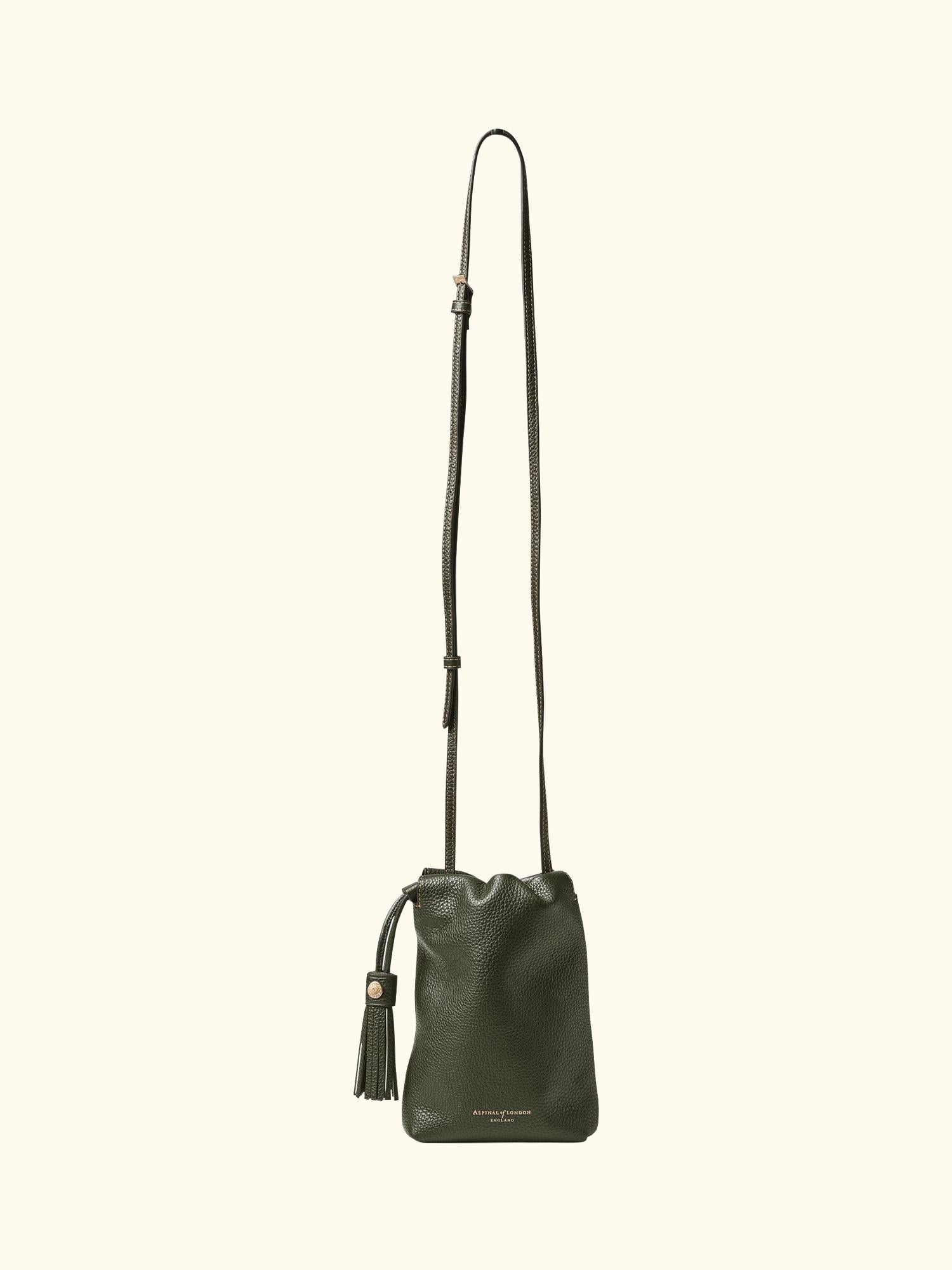 Hudson Small Grain Milled Pebble Leather Drawstring Crossbody Bag