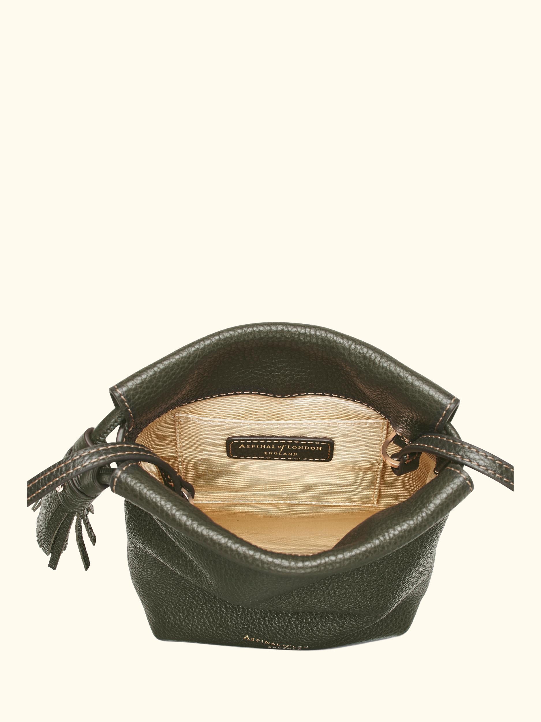 Hudson Small Grain Milled Pebble Leather Drawstring Crossbody Bag