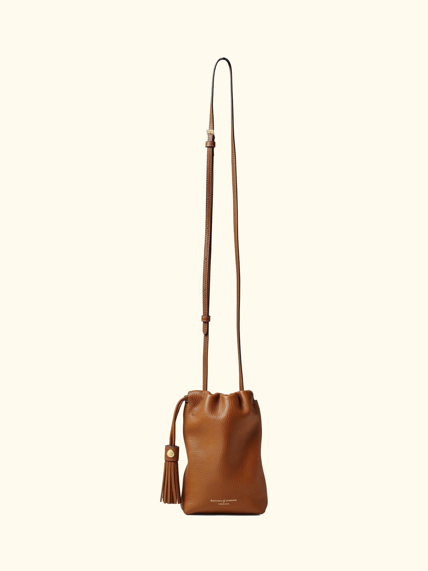 Hudson Small Grain Milled Pebble Leather Drawstring Crossbody Bag