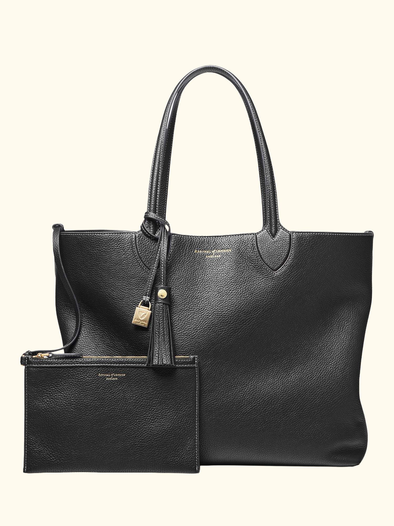 Hudson Small Grain Milled Pebble Leather Oversized Tote Bag