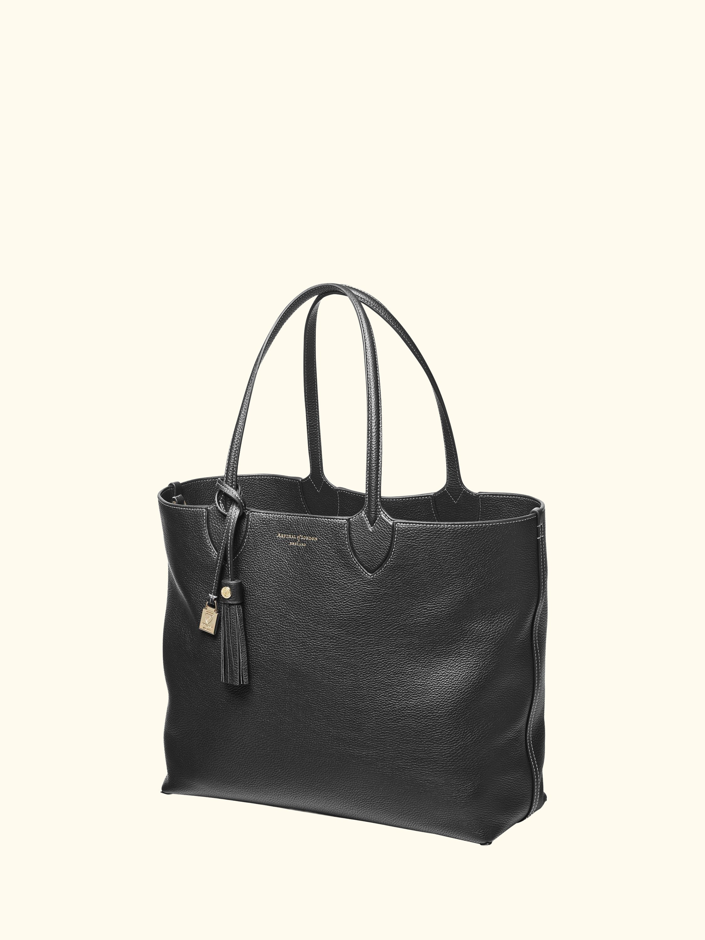 Hudson Small Grain Milled Pebble Leather Oversized Tote Bag
