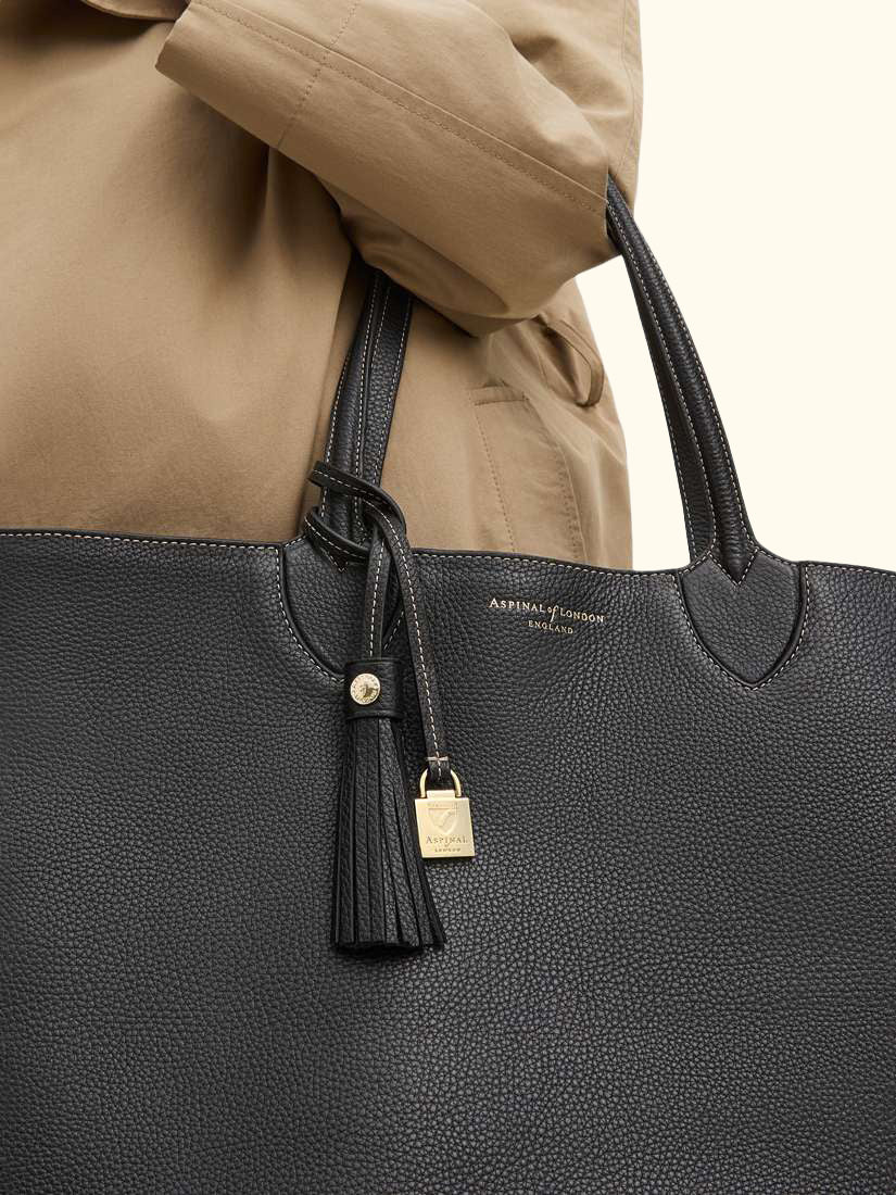 Hudson Small Grain Milled Pebble Leather Oversized Tote Bag