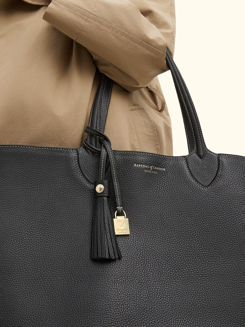 Hudson Small Grain Milled Pebble Leather Oversized Tote Bag