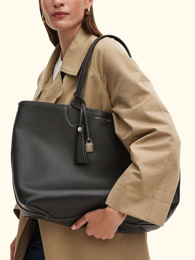 Hudson Small Grain Milled Pebble Leather Oversized Tote Bag