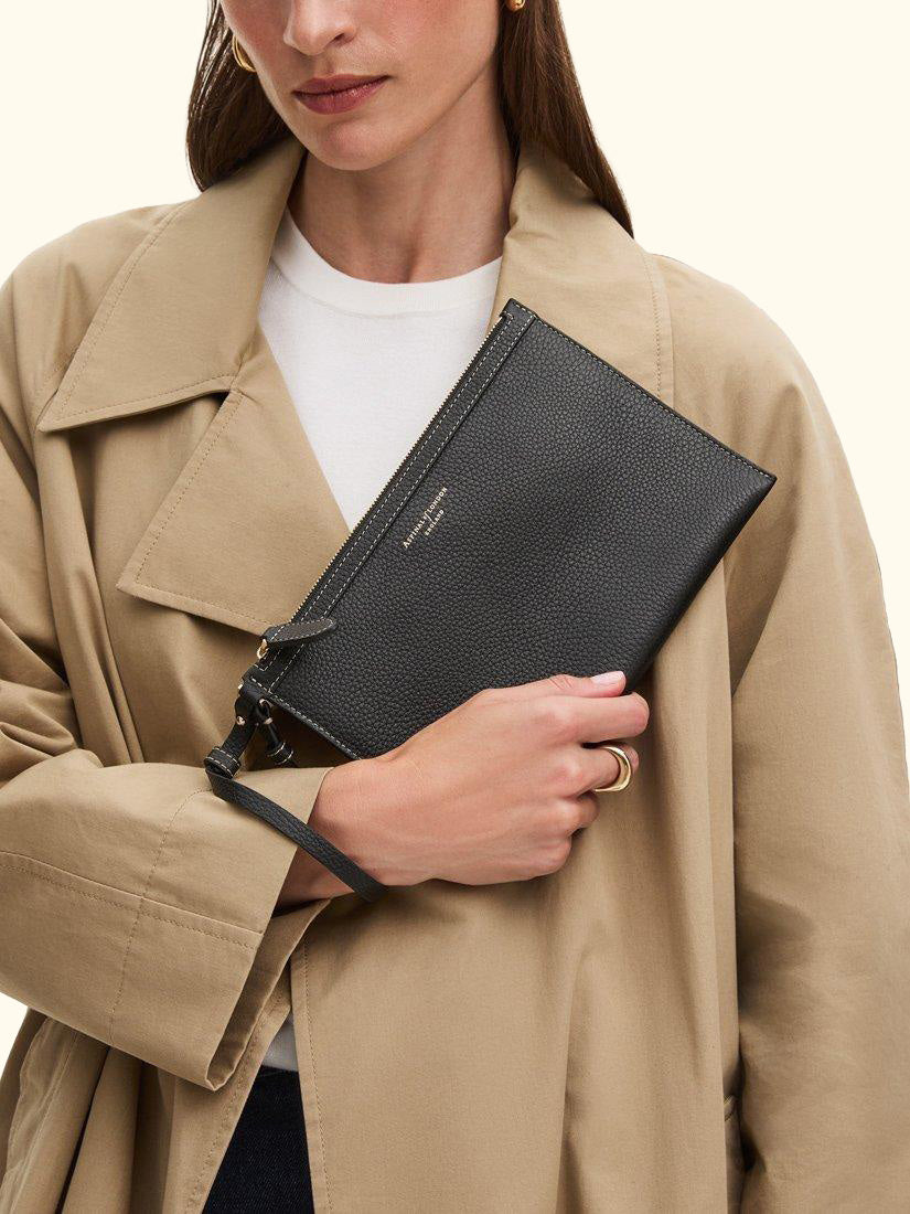 Hudson Small Grain Milled Pebble Leather Oversized Tote Bag