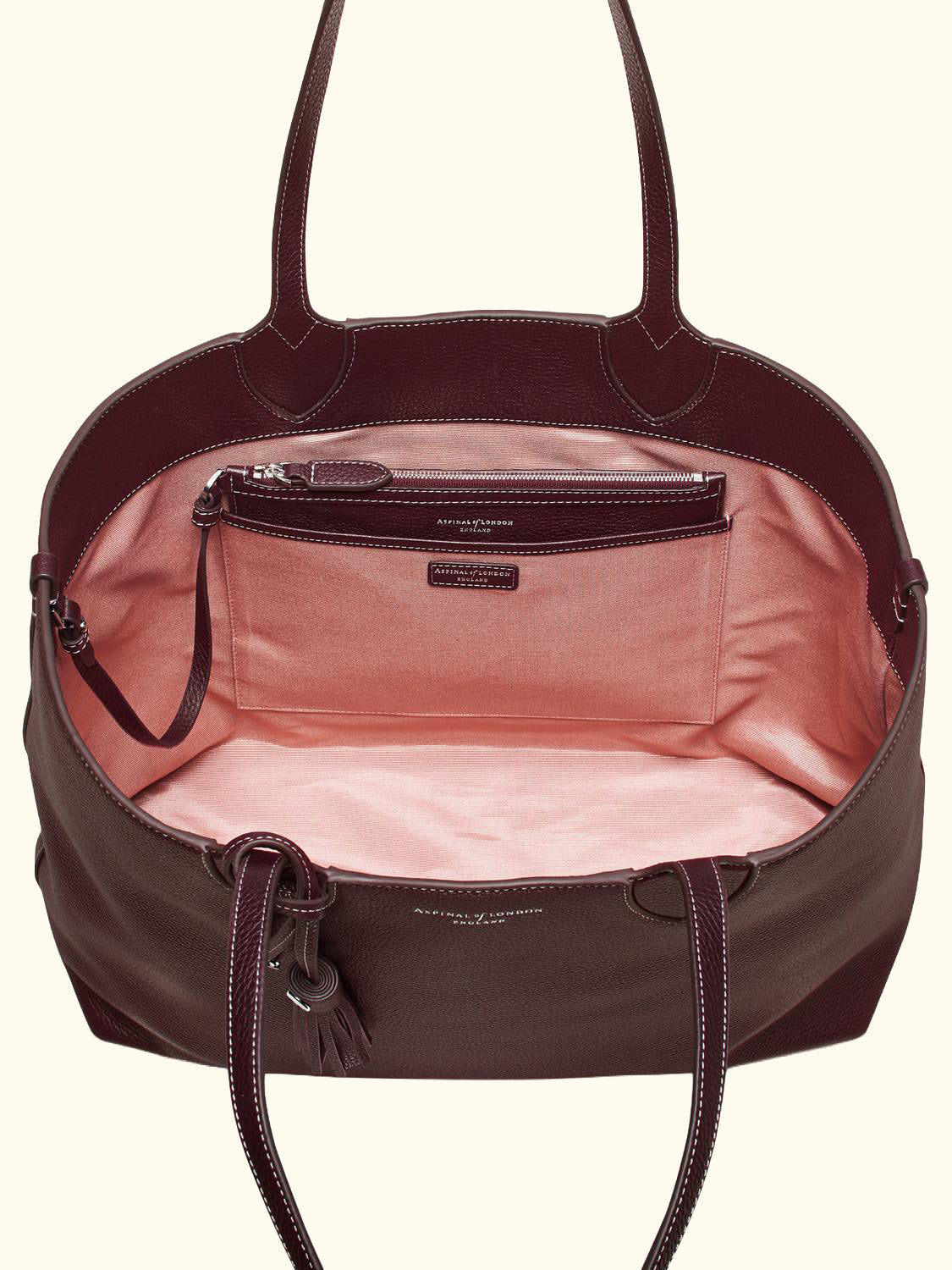 Hudson Small Grain Milled Pebble Leather Oversized Tote Bag